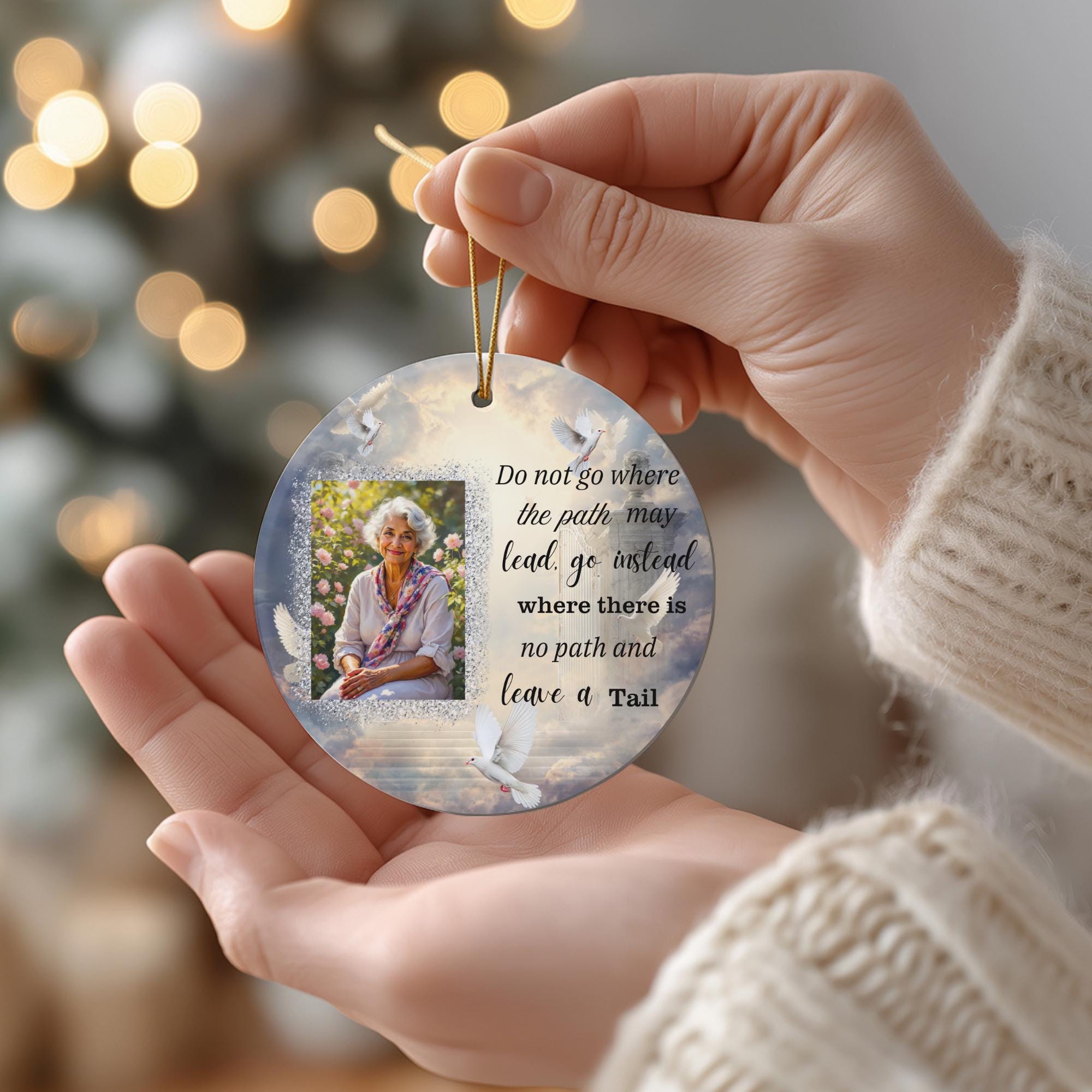 30 In Loving Memory Christmas Ornament Editable Template, Round Christmas in Heaven, Memorial Ornaments Template, Funeral & Celebration - Editable Memorial Canva Template