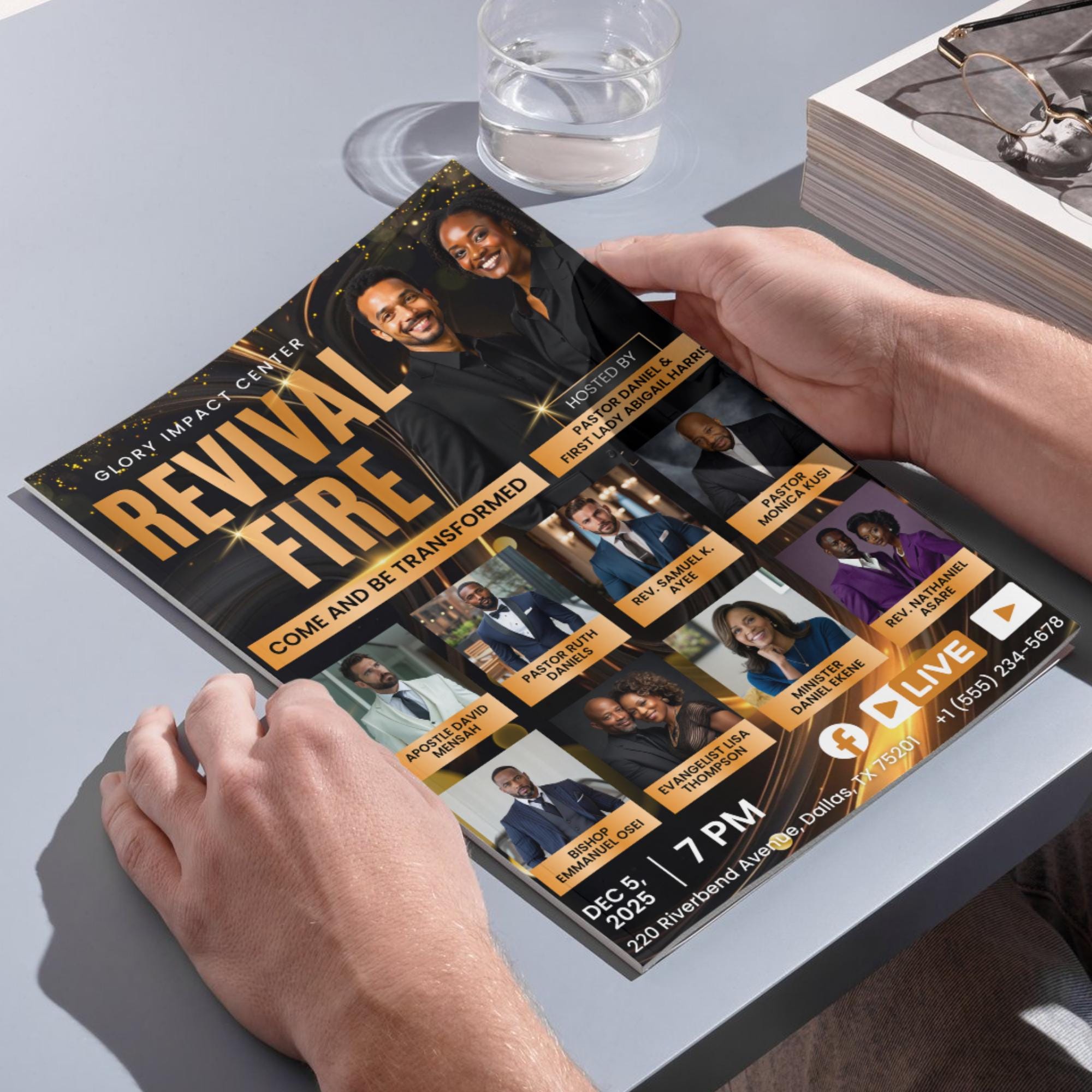 Pastoral Church Flyer Anniversary Program Template, Funeral Program, Church Program Template, Church Rivival Program Template, Service Flyer - Editable Memorial Canva Template