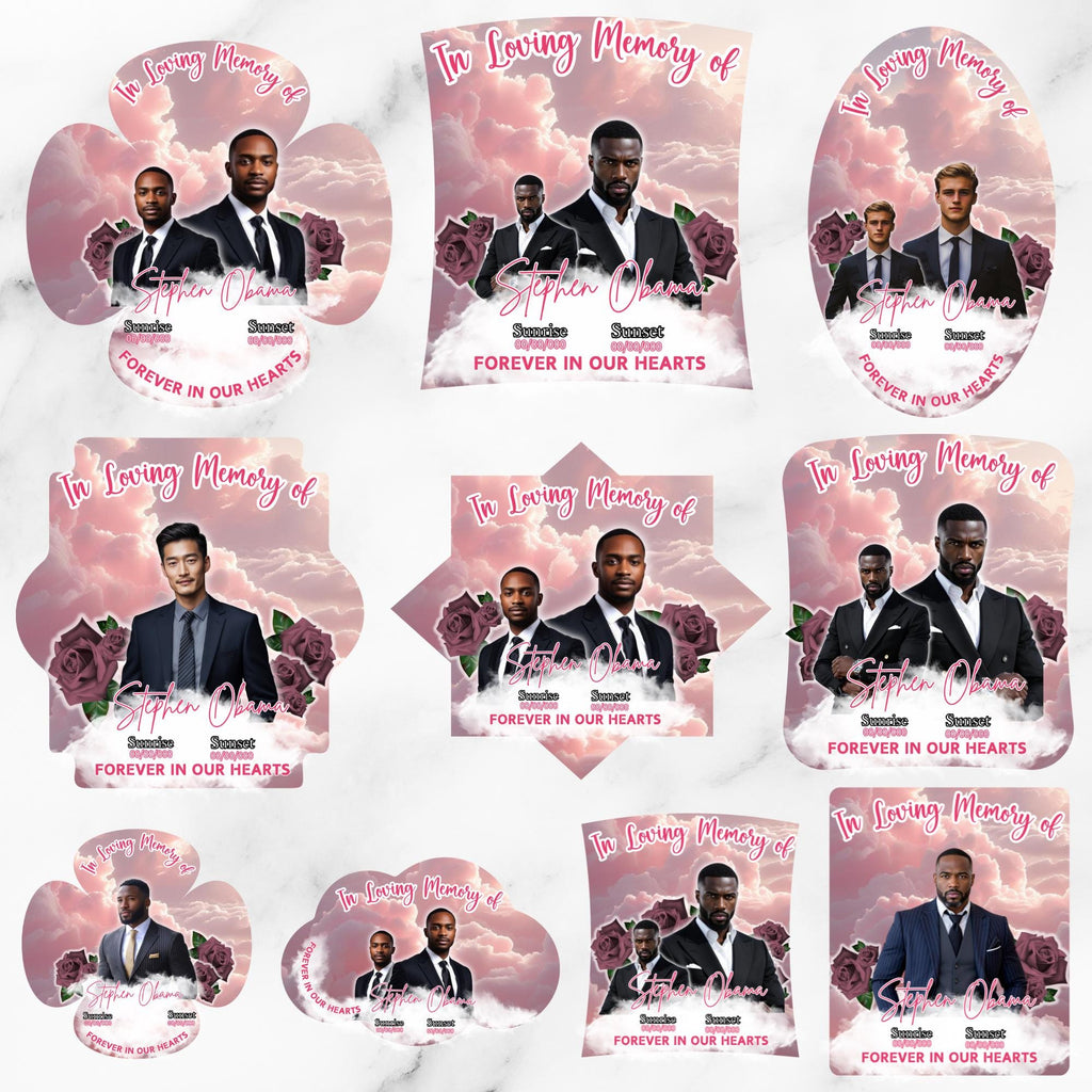10 Pink In Loving Memory Paddle Fan Editable Template, Memorial Fan, Celebration of Life Paddle Fan, In Loving Memory Handheld Tribute - Editable Memorial Canva Template