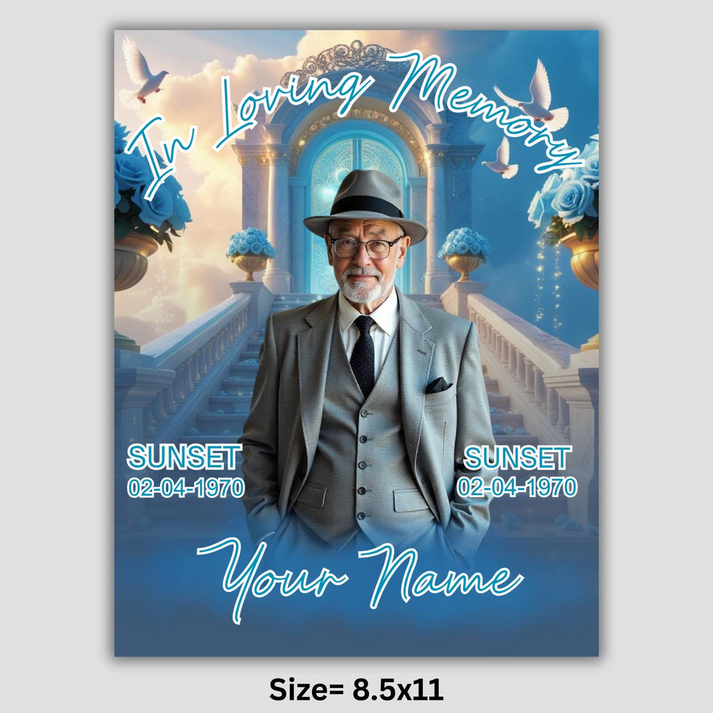 06 Soft Blue In Loving Memory Canva Editable Templates, Memorial Canva Template, In Loving Memory Templates, Funeral & Celebration of Life - Editable Memorial Canva Template