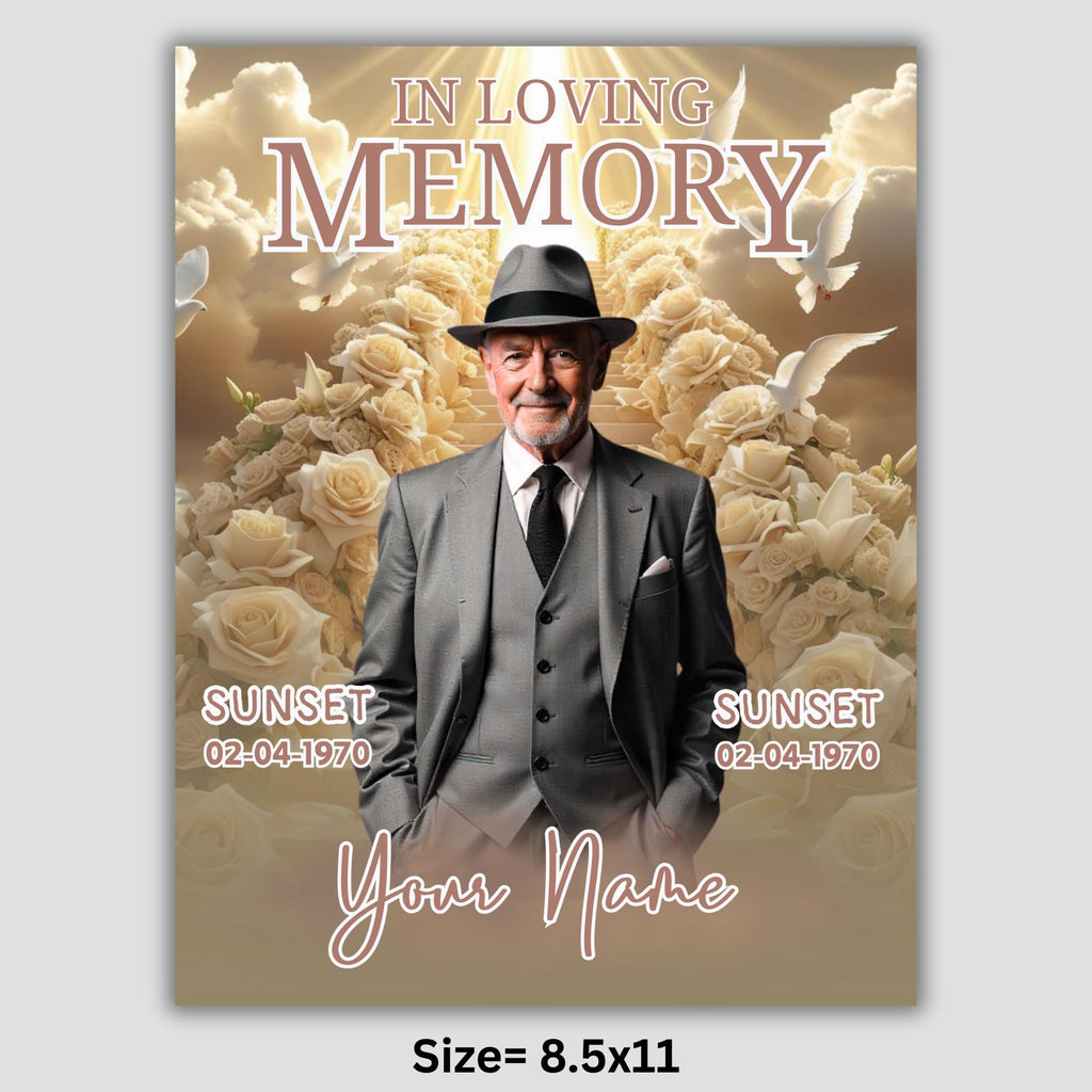 06 Beige In Loving Memory Canva Editable Templates, Memorial Canva Template, Loving Memory Template, Funeral & Celebration of Life - Editable Memorial Canva Template