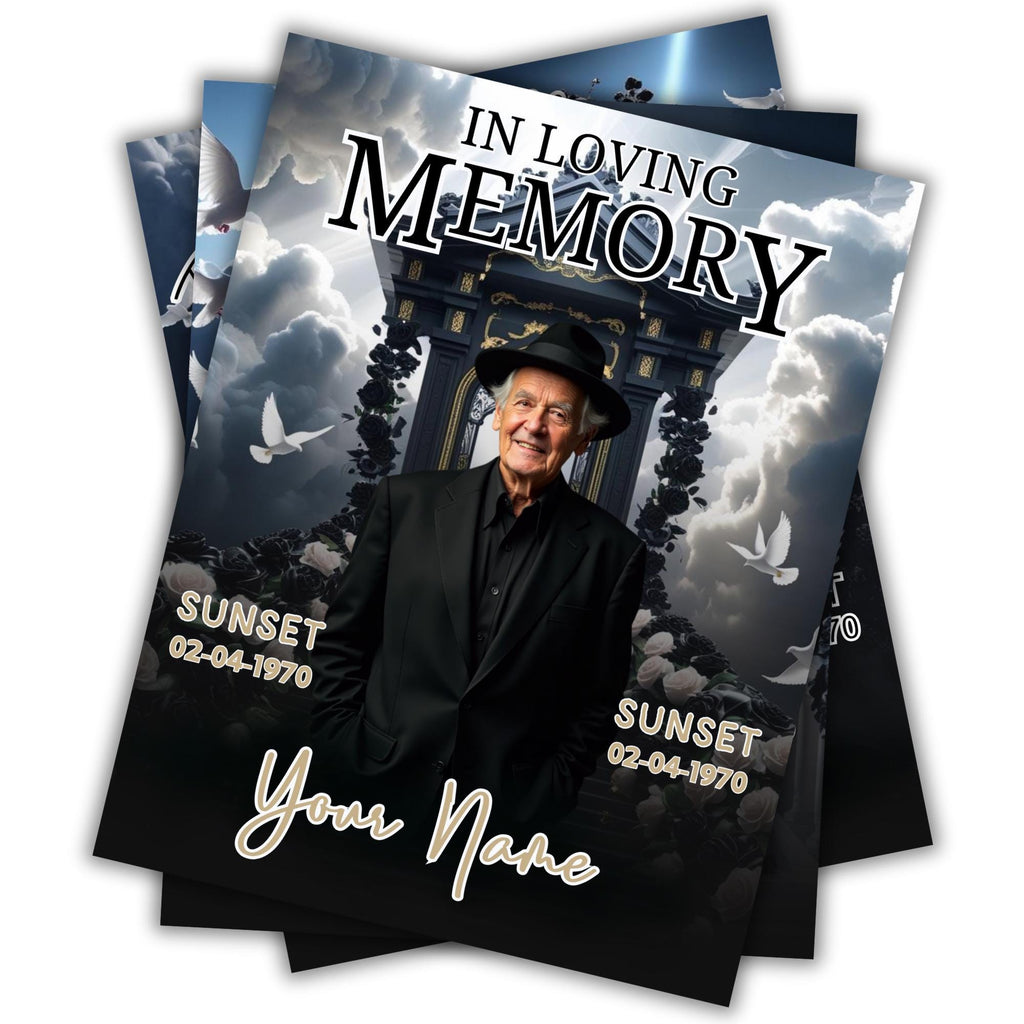 06 Black In Loving Memory Canva Editable Templates, Memorial Canva Template, Loving Memory Template, Funeral & Celebration of Life - Editable Memorial Canva Template