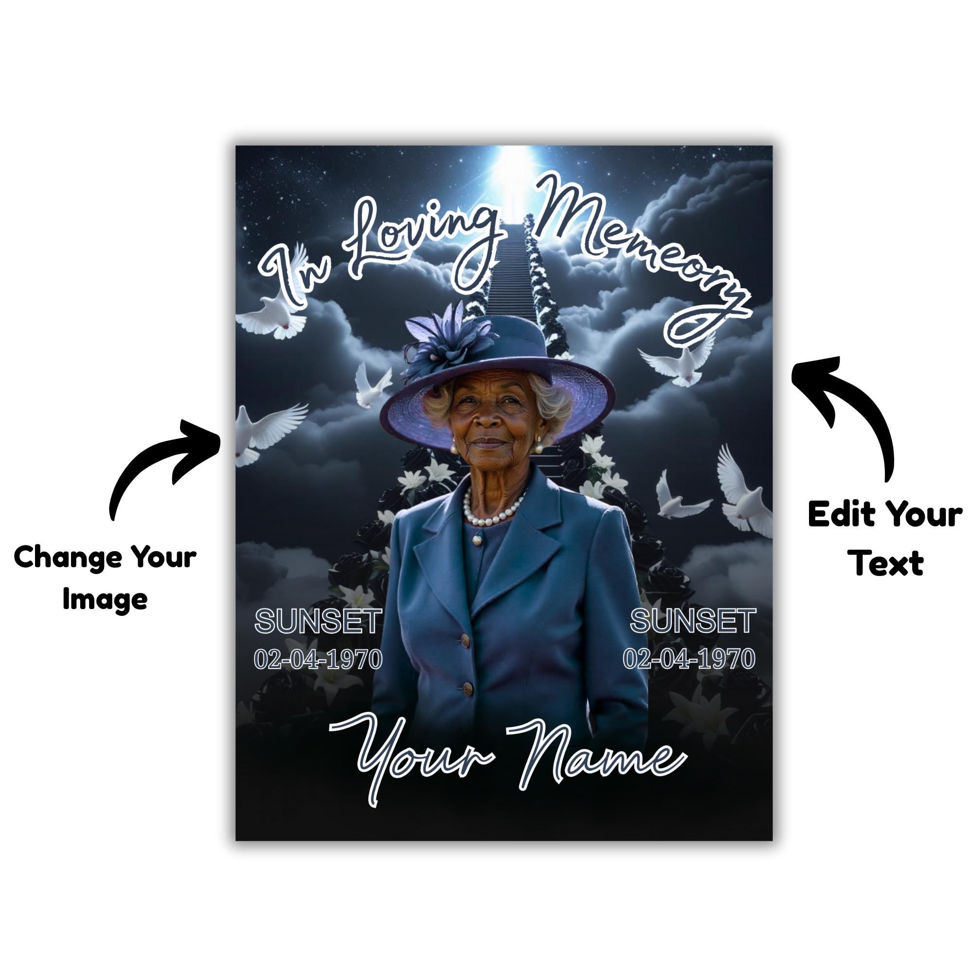 06 Black In Loving Memory Canva Editable Templates, Memorial Canva Template, Loving Memory Template, Funeral & Celebration of Life - Editable Memorial Canva Template