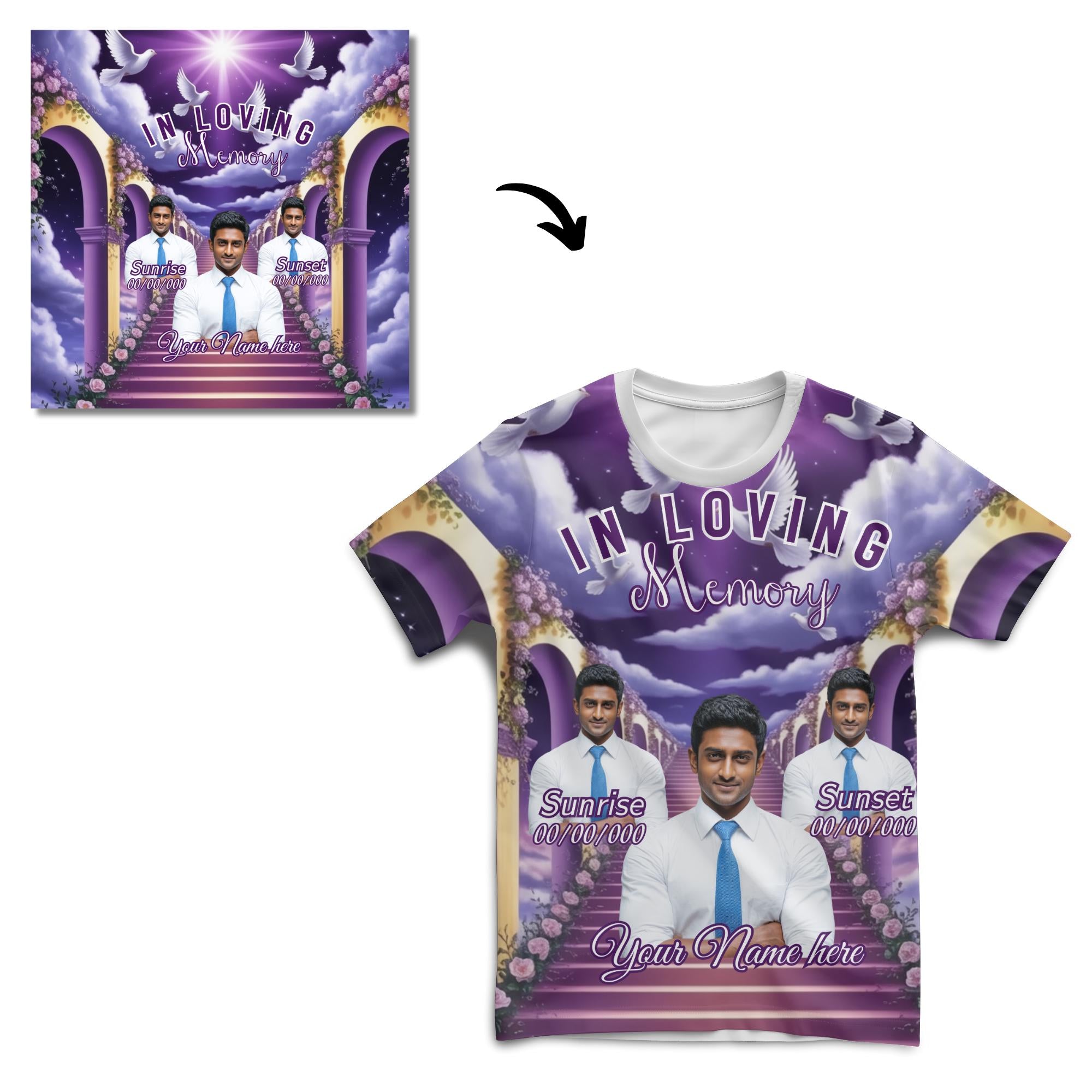 Mega Memorial T Shirt Design bundle, In Loving Memory template, Memorial & Funeral all over shirts Templates, RIPtemplates - Editable Memorial Canva Template