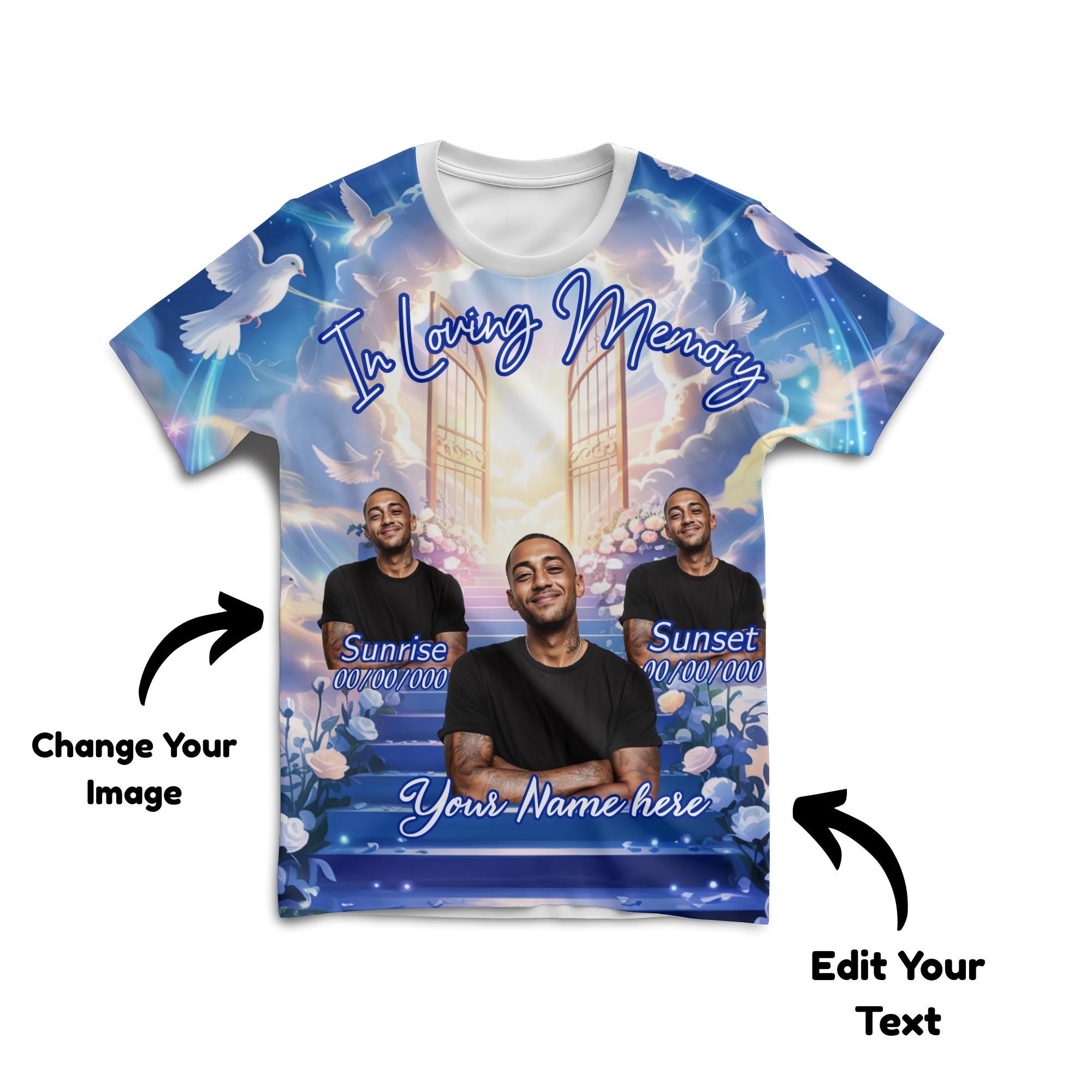 Mega Memorial T Shirt Design bundle, In Loving Memory template, Memorial & Funeral all over shirts Templates, RIPtemplates - Editable Memorial Canva Template