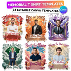 33 In Loving Memory T Shirt Canva Editable Templates, Rest In Peace Templates, Memorial Canva Template, Funeral & Celebration of Life - Editable Memorial Canva Template