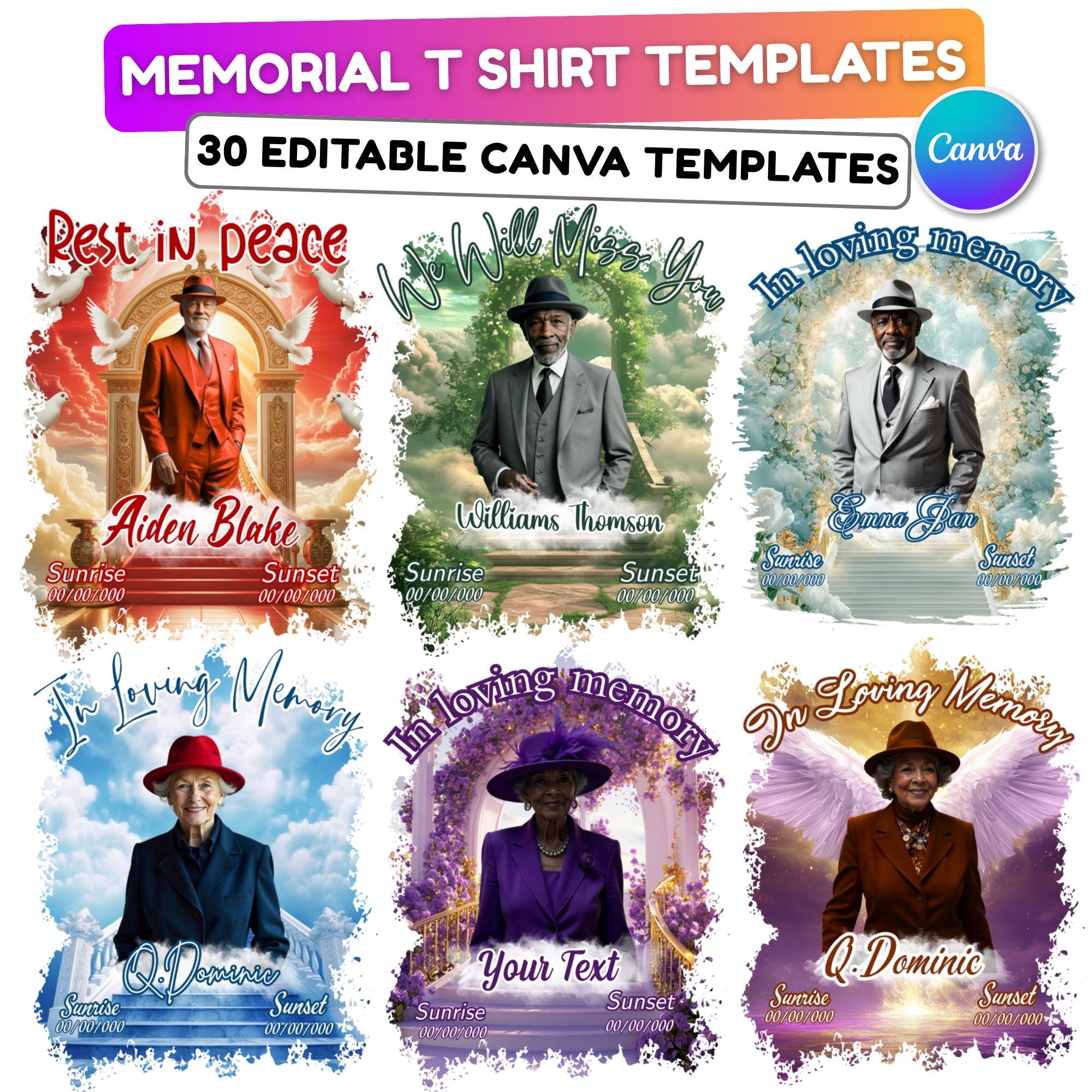 30 In Loving Memory T Shirt Canva Editable Template, Forever In Our Heart Template, Memorial Canva Template, Rest In Peace, We Will Miss You - Editable Memorial Canva Template