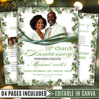 04 Pages Christmas Church Anniversary Program Template, Editable Bifold 8.5x11”, Church Appreciation Program, Anniversary Celebration - Editable Memorial Canva Template