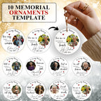 10 Memorial Christmas Ornament Bundle Canva Template, Round Christmas in Heaven, Memorial Ornaments Template, Funeral & Celebration - Editable Memorial Canva Template