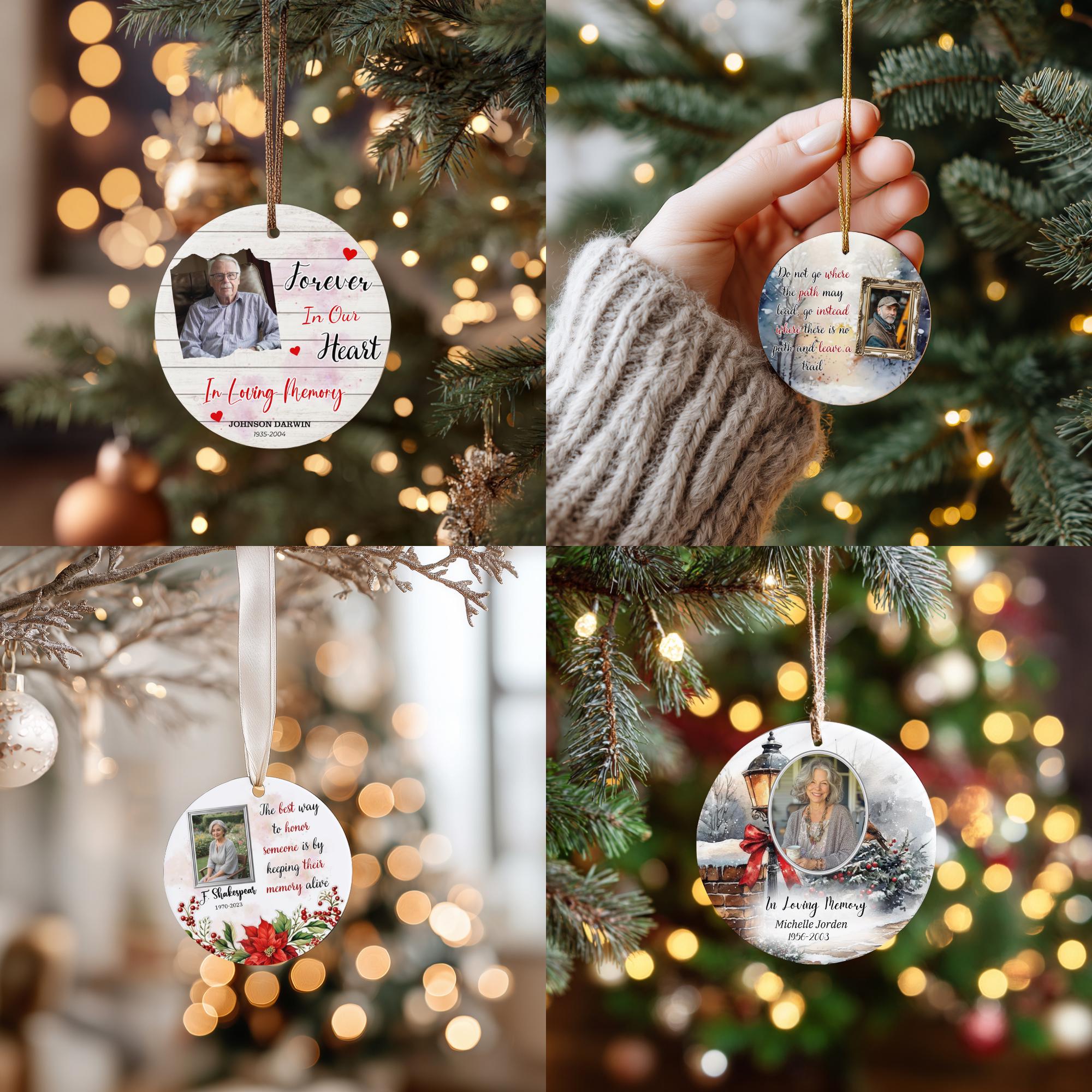 10 Memorial Christmas Ornament Bundle Canva Template, Round Christmas in Heaven, Memorial Ornaments Template, Funeral & Celebration - Editable Memorial Canva Template