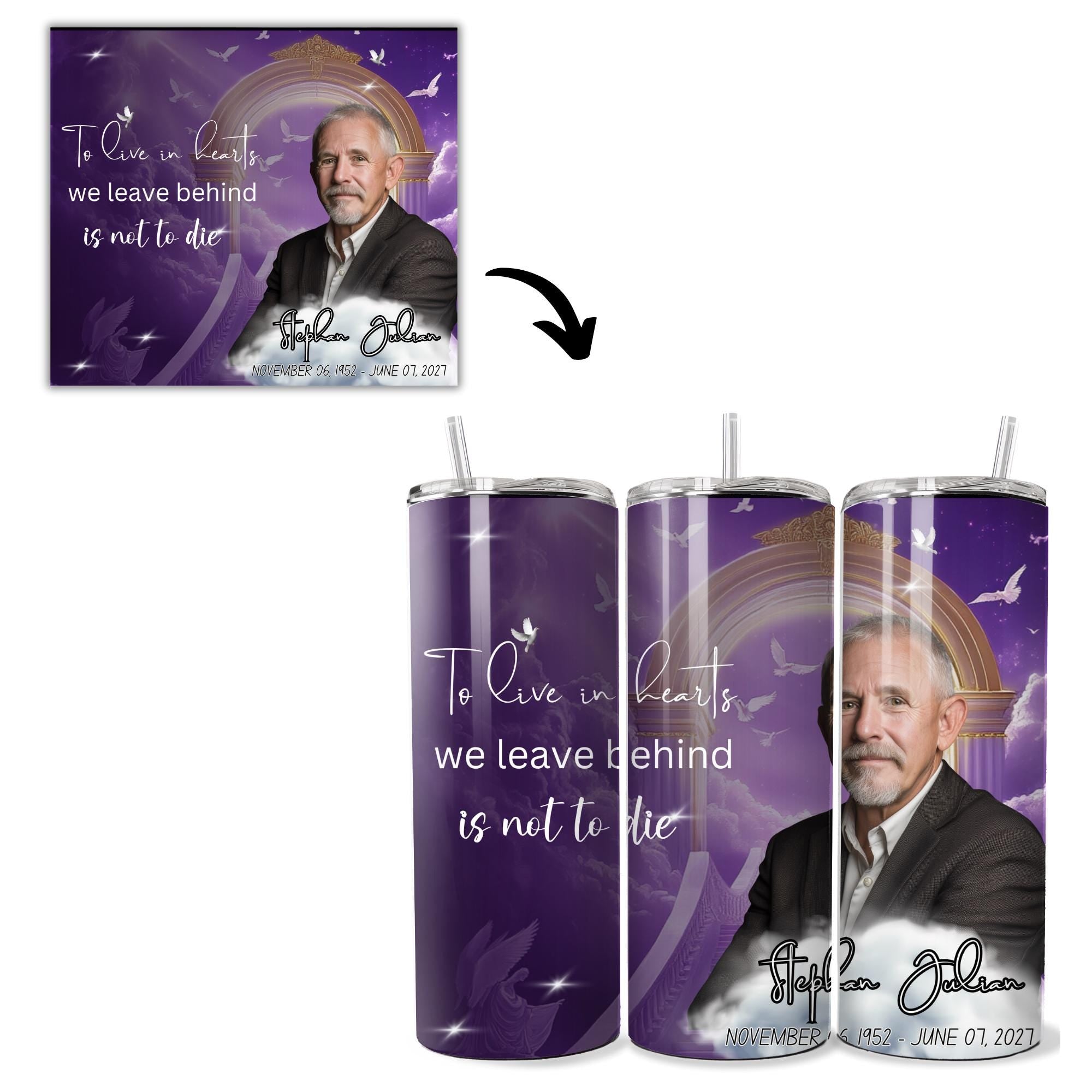 10 Memorial Poem Tumbler Canva Editable Template, I Thought Of You Today, Memorial Tumbler Template, Add your Own Photo Canva Tumbler - Editable Memorial Canva Template