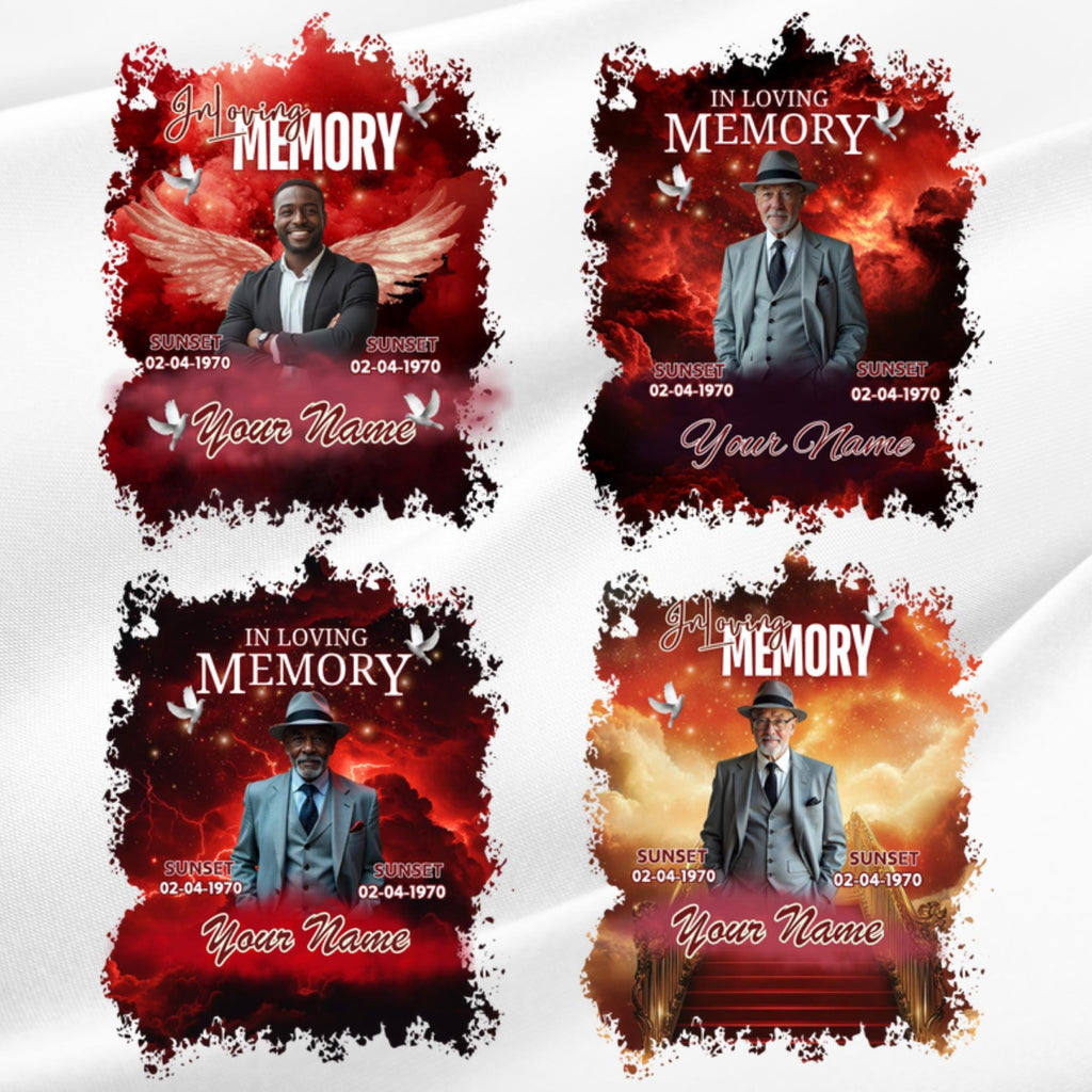 10 In Loving Memory Red T Shirt Canva Editable Templates, Memorial Editable Template, Rest In Peace Designs, Funeral & Celebration of Life - Editable Memorial Canva Template