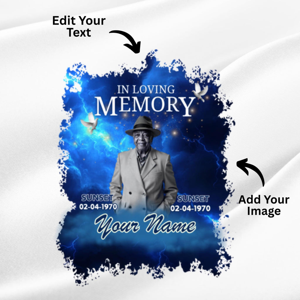 10 In Loving Memory Blue T Shirt Canva Editable Templates, Memorial Editable Template, Rest In Peace Designs, Funeral & Celebration of Life - Editable Memorial Canva Template