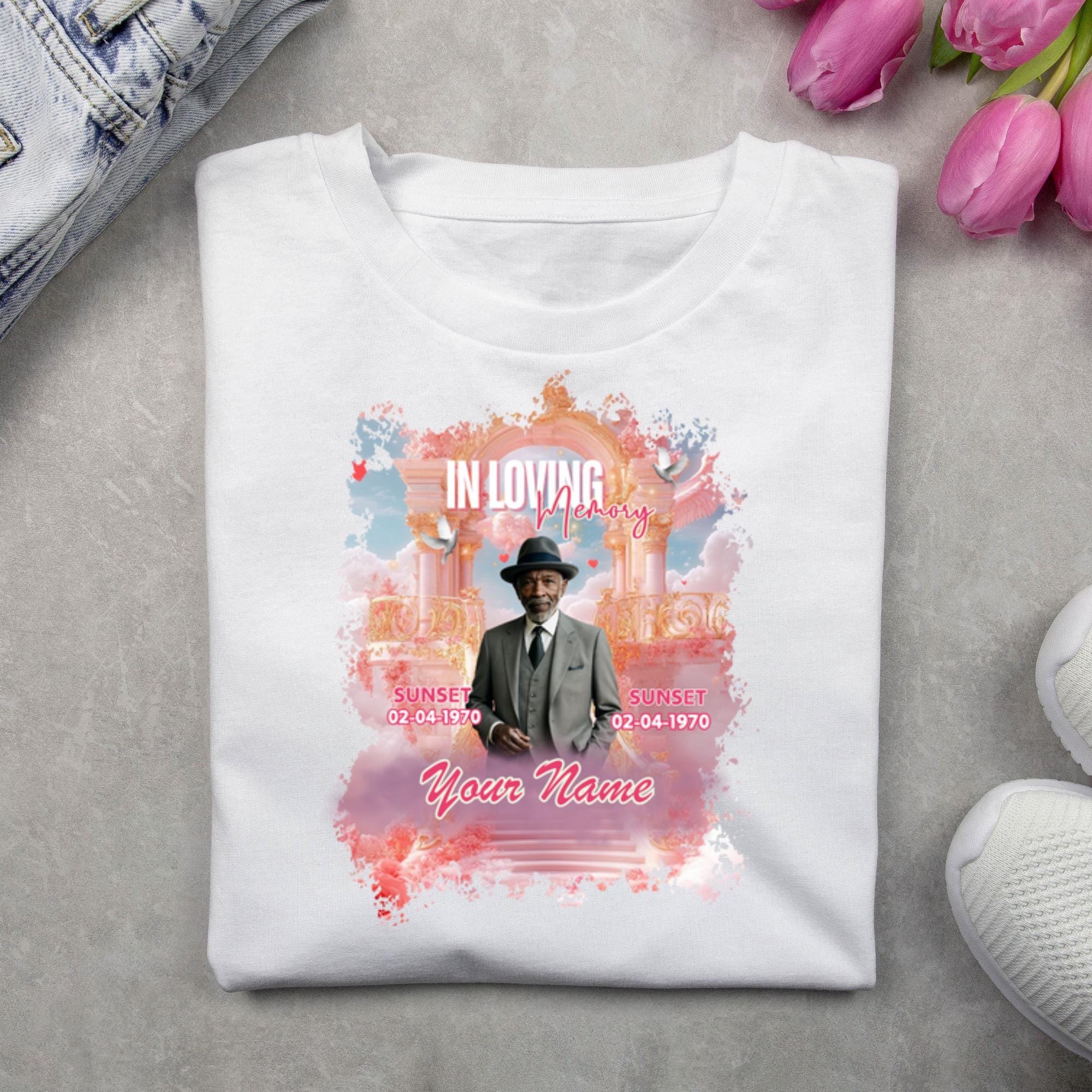 10 In Loving Memory Pink T Shirt Canva Editable Templates, Memorial Editable Template, Rest In Peace Designs, Funeral & Celebration of Life - Editable Memorial Canva Template