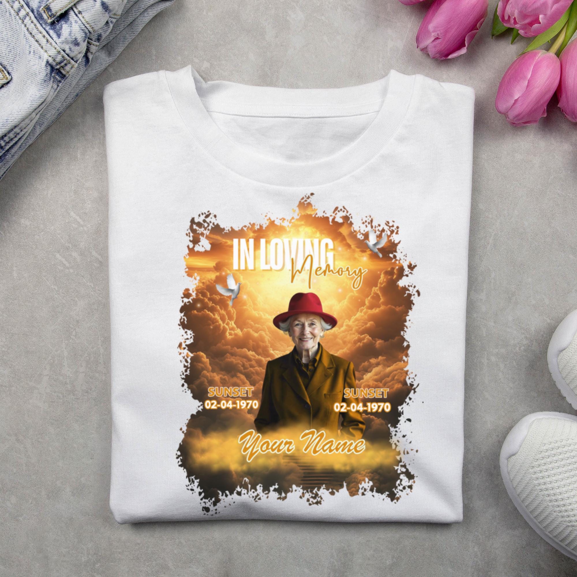 10 In Loving Memory Golden T Shirt Canva Editable Template, Memorial Editable Template, Rest In Peace Designs, Funeral & Celebration of Life - Editable Memorial Canva Template