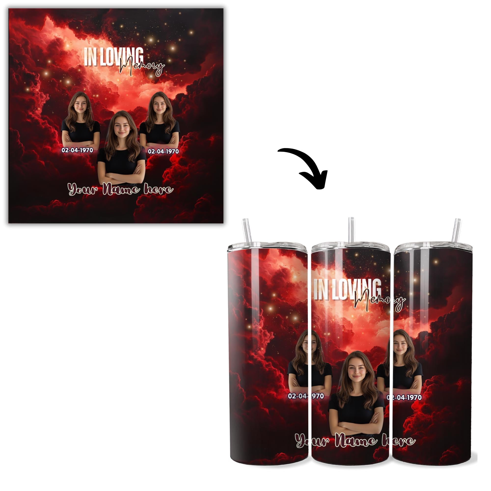 20 Memorial Tumbler Canva Editable Template Bundle, In Loving Memory Tumbler Template, Memorial Tumbler, Add your Own Photo Canva Tumbler - Editable Memorial Canva Template