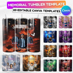 20 Memorial Tumbler Canva Editable Template Bundle, In Loving Memory Tumbler Template, Memorial Tumbler, Add your Own Photo Canva Tumbler - Editable Memorial Canva Template