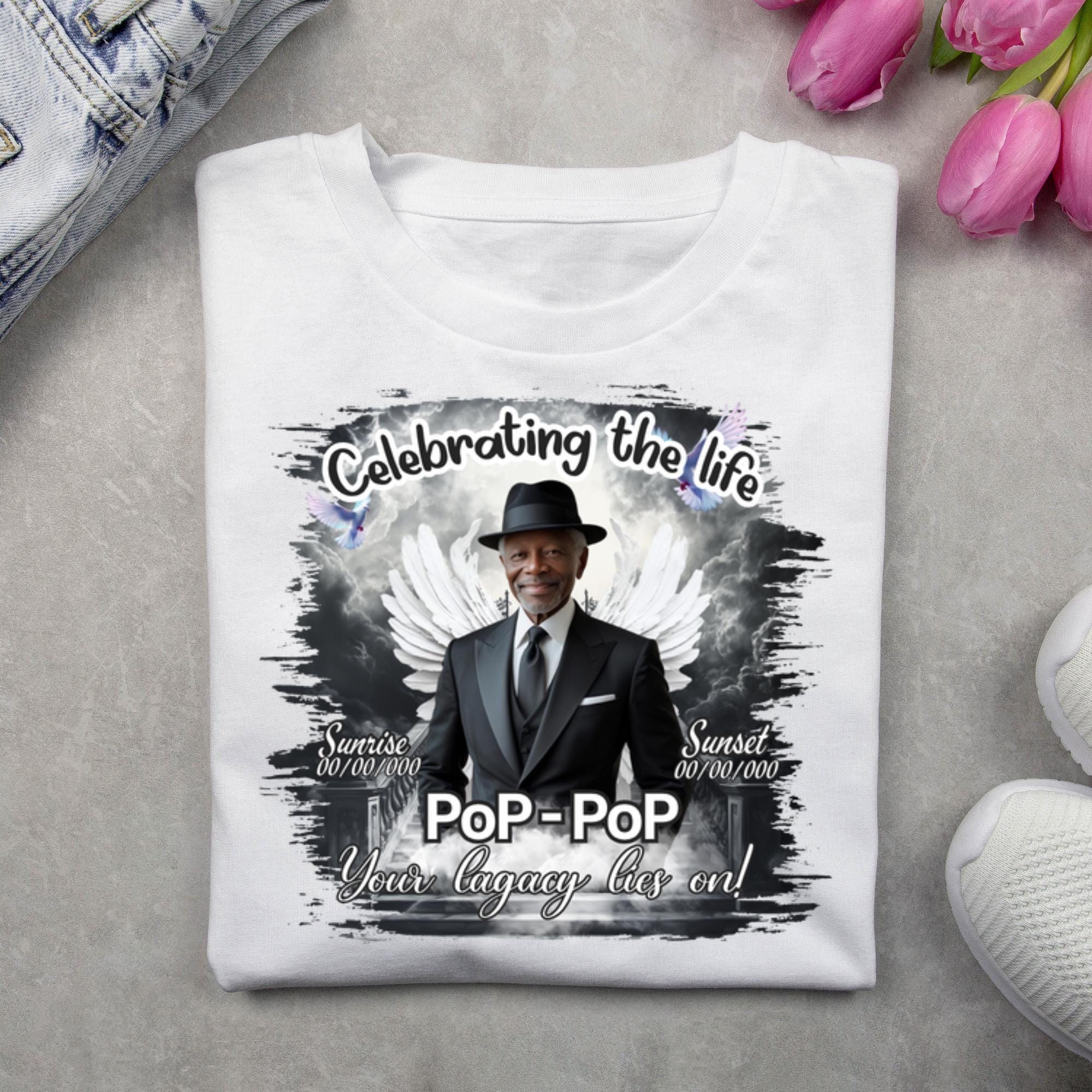 10 Black Celebrating Of Life Canva Editable T Shirt Templates, In Loving Memory Template, Rest in Peace, Memorial Template,Digital Download - Editable Memorial Canva Template