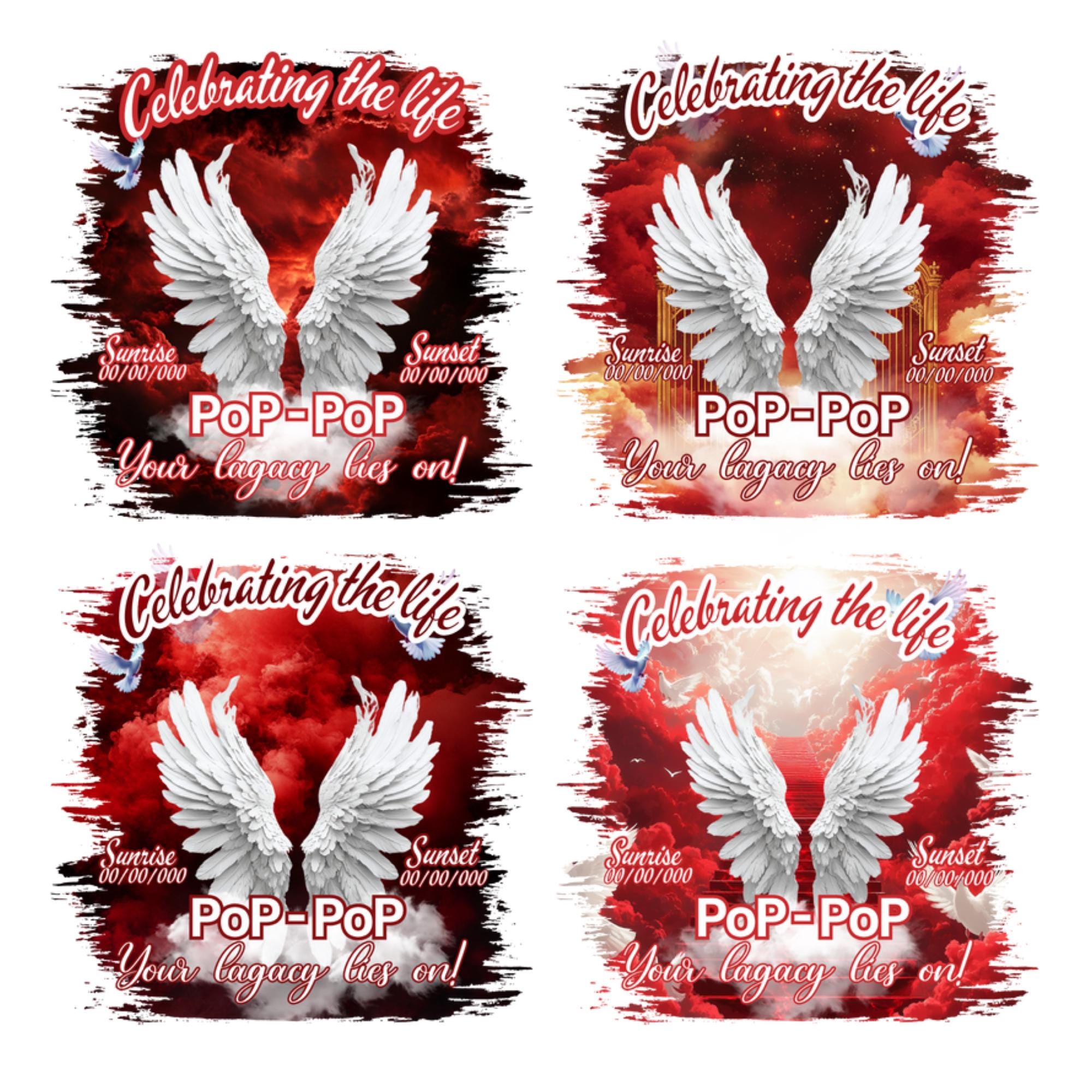 10 Red Celebrating Of Life Canva Editable T Shirt Templates, In Loving Memory Template, Rest in Peace, Memorial Template,Digital Download - Editable Memorial Canva Template