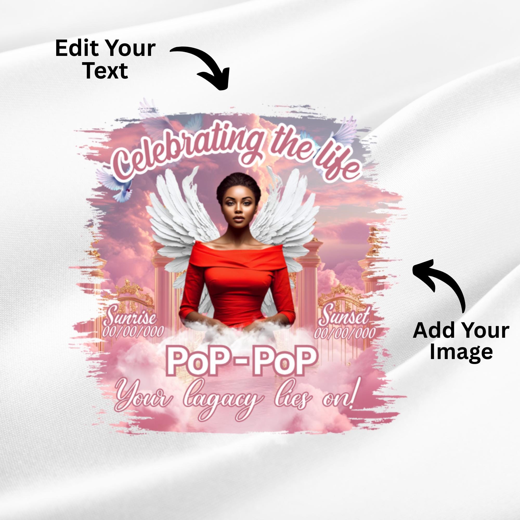 10 Pink Celebrating Of Life Canva Editable T Shirt Templates, In Loving Memory Template, Rest in Peace, Memorial Template,Digital Download - Editable Memorial Canva Template