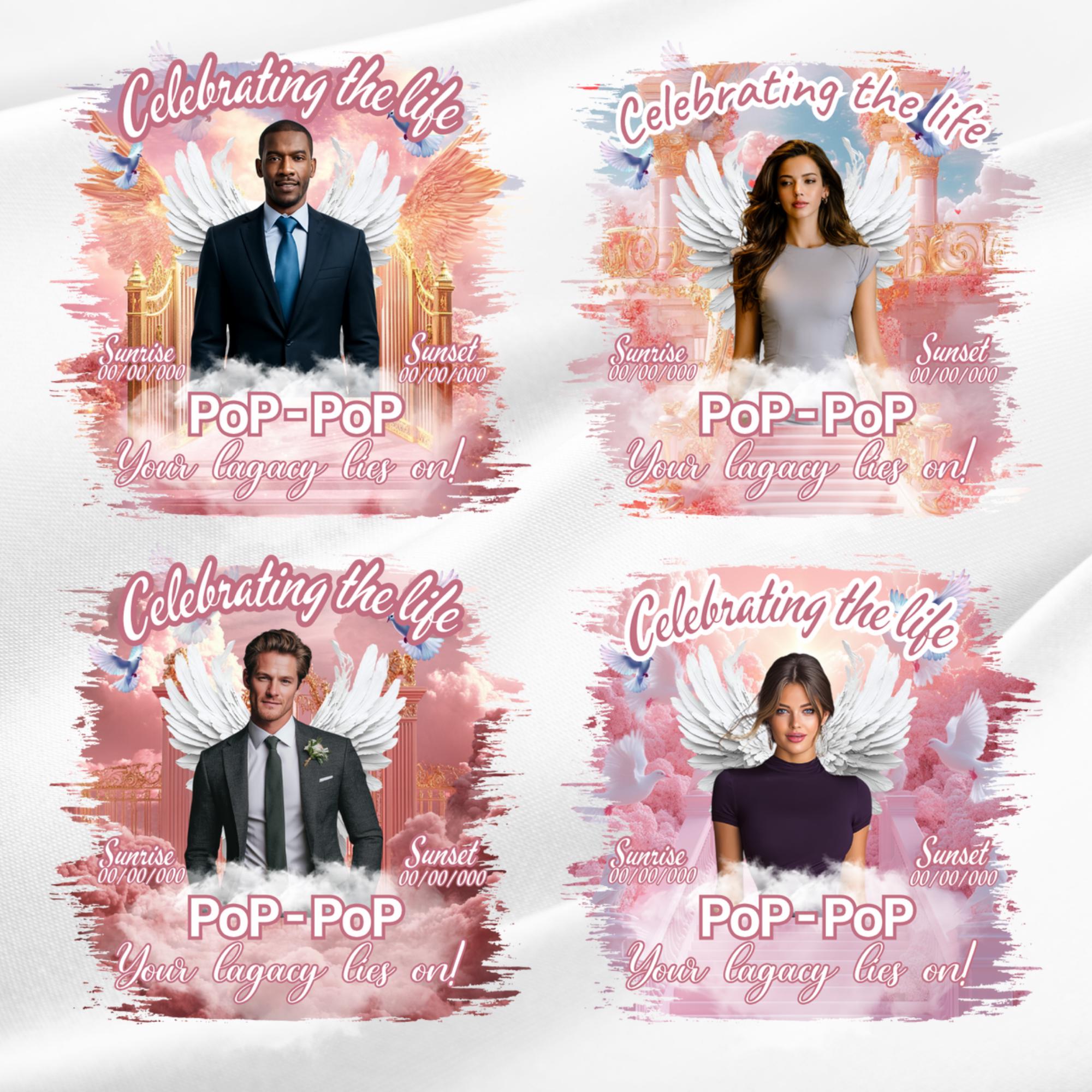 10 Pink Celebrating Of Life Canva Editable T Shirt Templates, In Loving Memory Template, Rest in Peace, Memorial Template,Digital Download - Editable Memorial Canva Template