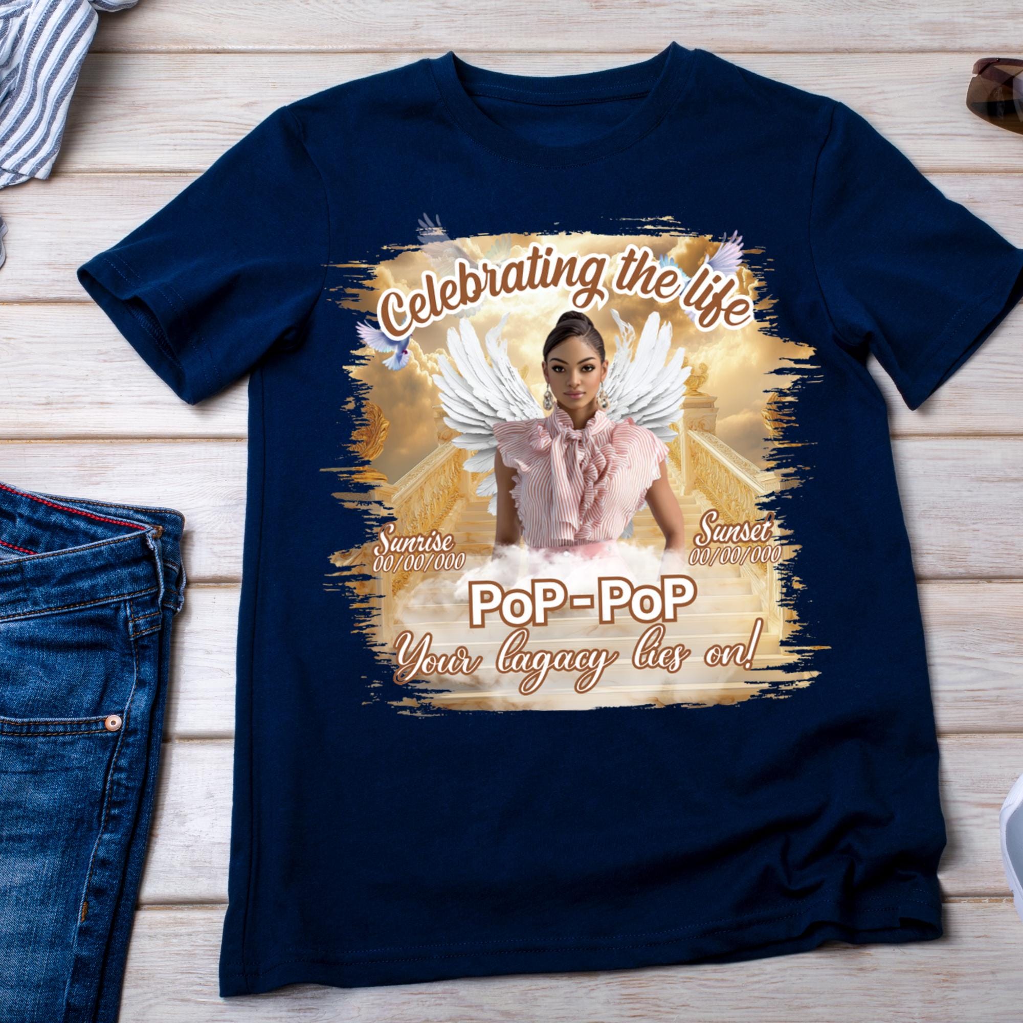 10 Golden Celebrating Of Life Canva Editable T Shirt Templates, In Loving Memory Template, Rest in Peace, Memorial Template,Digital Download - Editable Memorial Canva Template