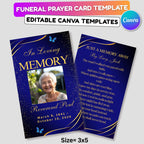 Funeral Prayer Card Canva Editable Template, In Loving Memory Template, Memorial Prayer Card, Printable Funeral Remembrance Card - Editable Memorial Canva Template