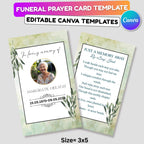 Funeral Prayer Card Canva Editable Template, In Loving Memory Template, Memorial Prayer Card, Printable Funeral Remembrance Card - Editable Memorial Canva Template