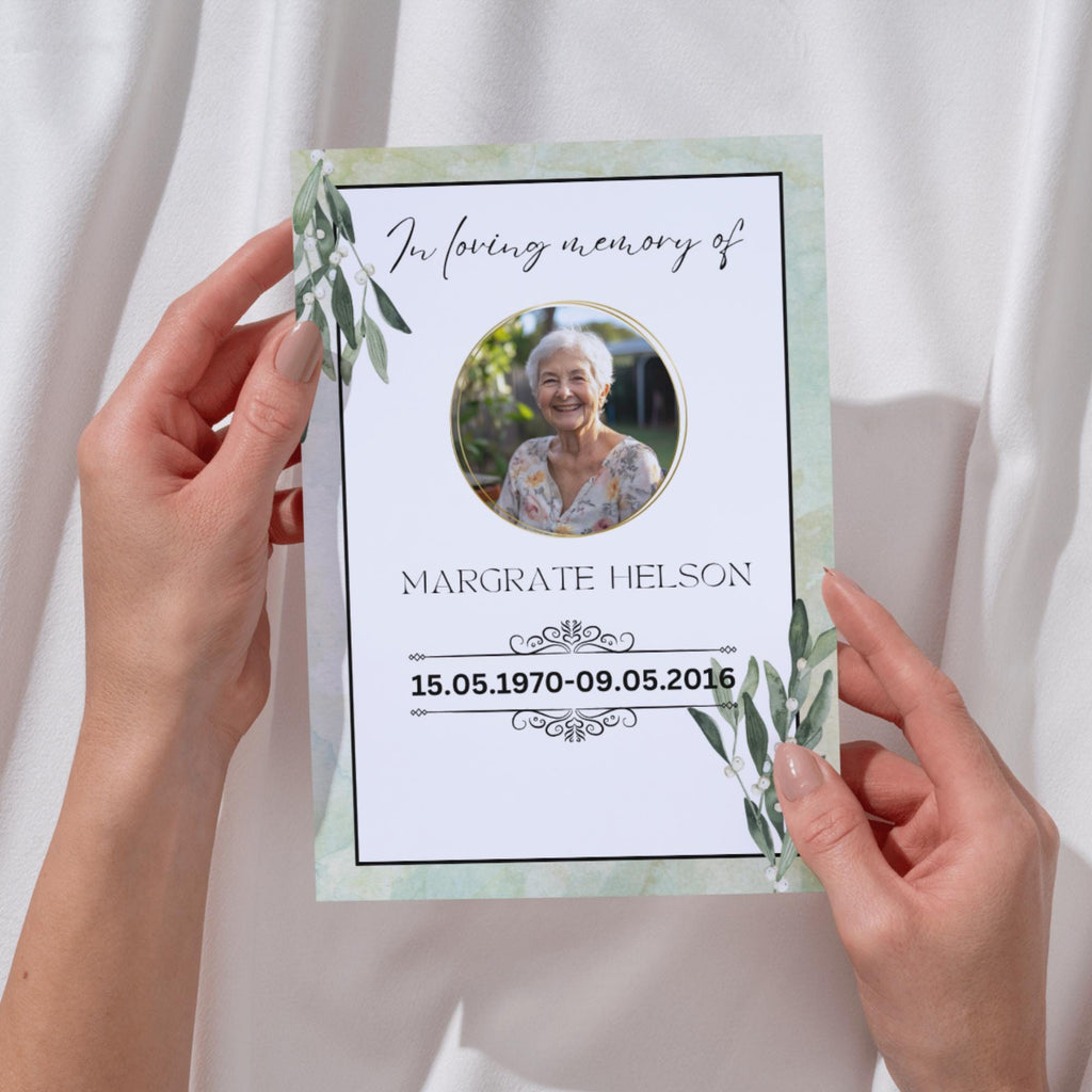 Funeral Prayer Card Canva Editable Template, In Loving Memory Template, Memorial Prayer Card, Printable Funeral Remembrance Card - Editable Memorial Canva Template