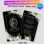 Funeral Prayer Card Canva Editable Template, In Loving Memory Template, Memorial Prayer Card, Printable Funeral Remembrance Card - Editable Memorial Canva Template