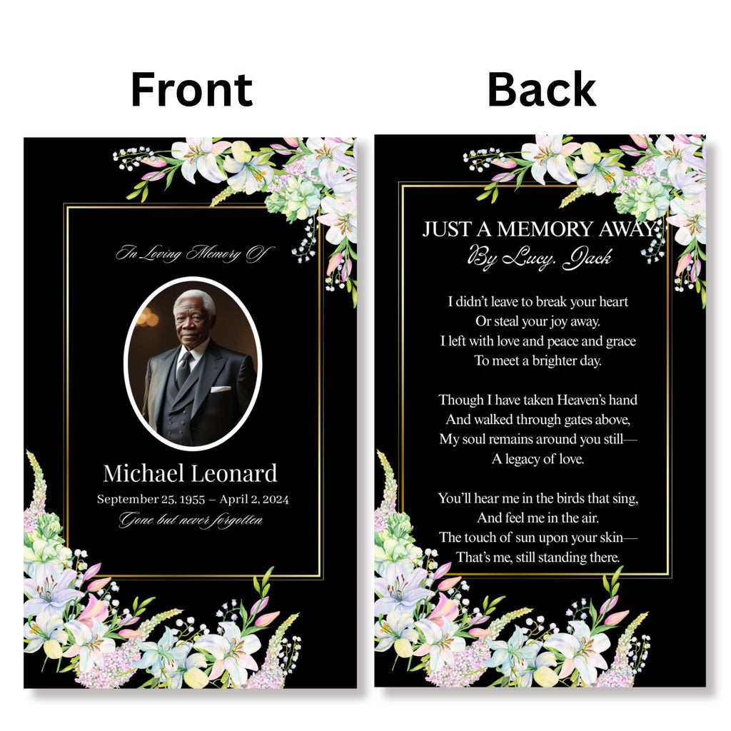 Funeral Prayer Card Canva Editable Template, In Loving Memory Template, Memorial Prayer Card, Printable Funeral Remembrance Card - Editable Memorial Canva Template