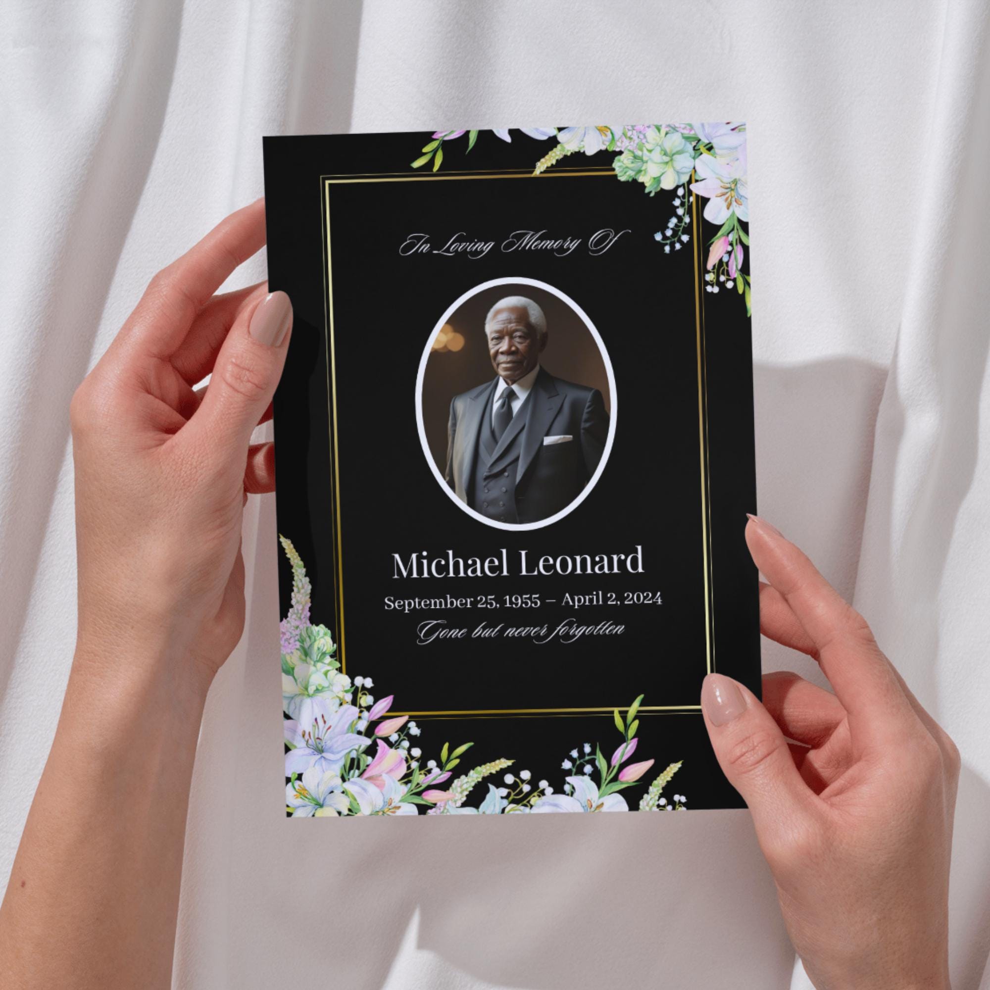 Funeral Prayer Card Canva Editable Template, In Loving Memory Template, Memorial Prayer Card, Printable Funeral Remembrance Card - Editable Memorial Canva Template