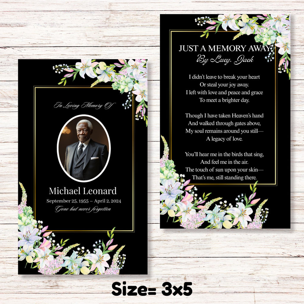 Funeral Prayer Card Canva Editable Template, In Loving Memory Template, Memorial Prayer Card, Printable Funeral Remembrance Card - Editable Memorial Canva Template