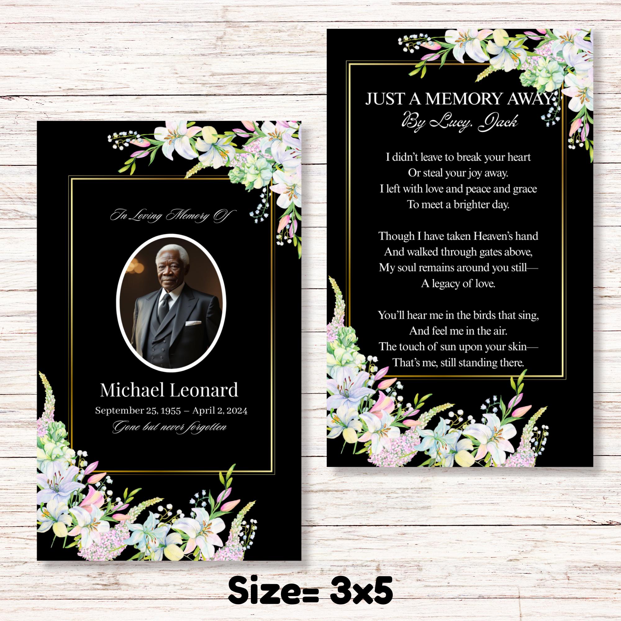 Funeral Prayer Card Canva Editable Template, In Loving Memory Template, Memorial Prayer Card, Printable Funeral Remembrance Card - Editable Memorial Canva Template
