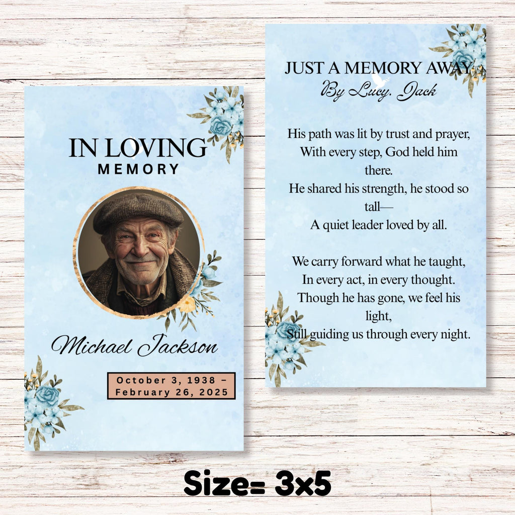 Funeral Prayer Card Canva Editable Template, In Loving Memory Template, Memorial Prayer Card, Printable Funeral Remembrance Card - Editable Memorial Canva Template