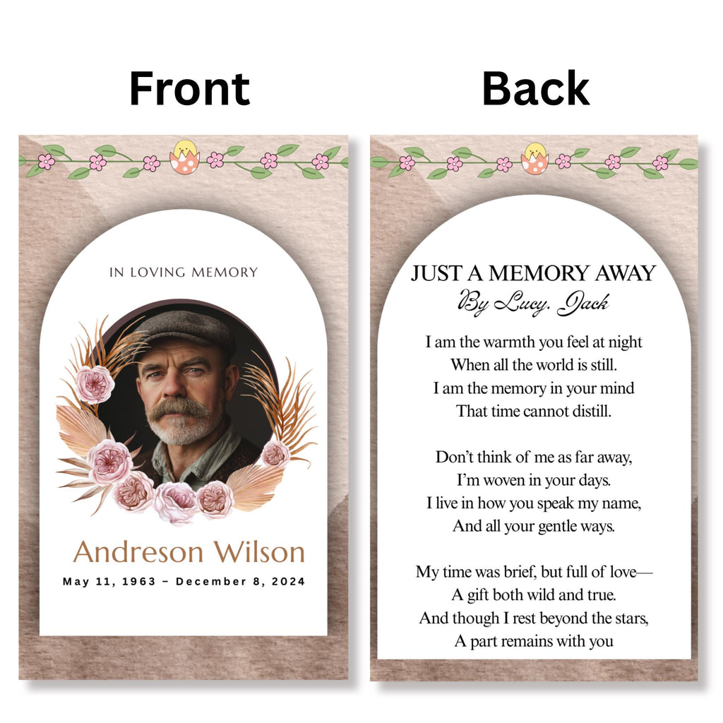 Funeral Prayer Card Canva Editable Template, In Loving Memory Template, Memorial Prayer Card, Printable Funeral Remembrance Card - Editable Memorial Canva Template