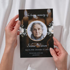 Black Funeral Prayer Card Canva Editable Template, In Loving Memory Template, Memorial Prayer Card, Printable Funeral Remembrance Card - Editable Memorial Canva Template