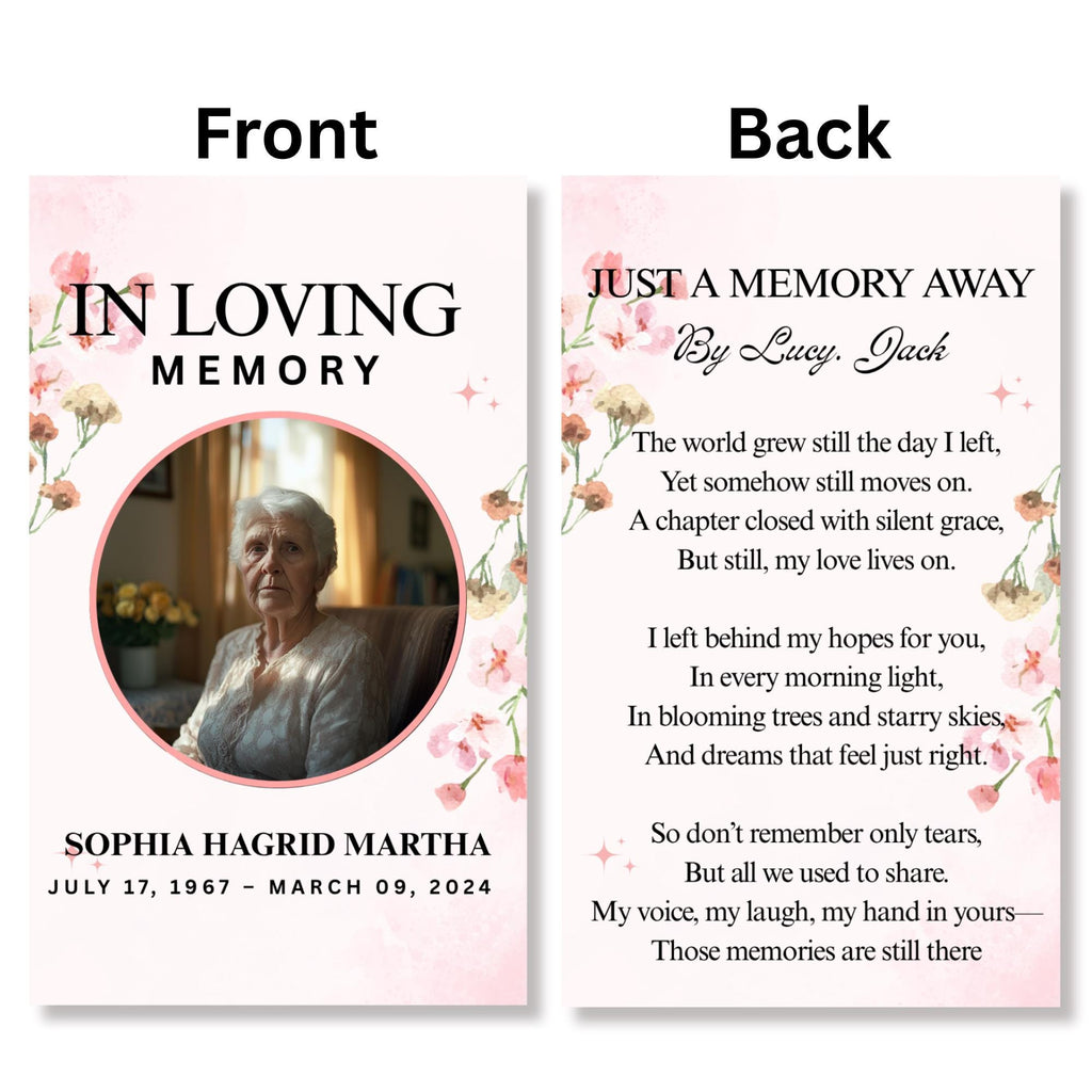 Funeral Prayer Card Canva Editable Template, In Loving Memory Template, Memorial Prayer Card, Printable Funeral Remembrance Card - Editable Memorial Canva Template
