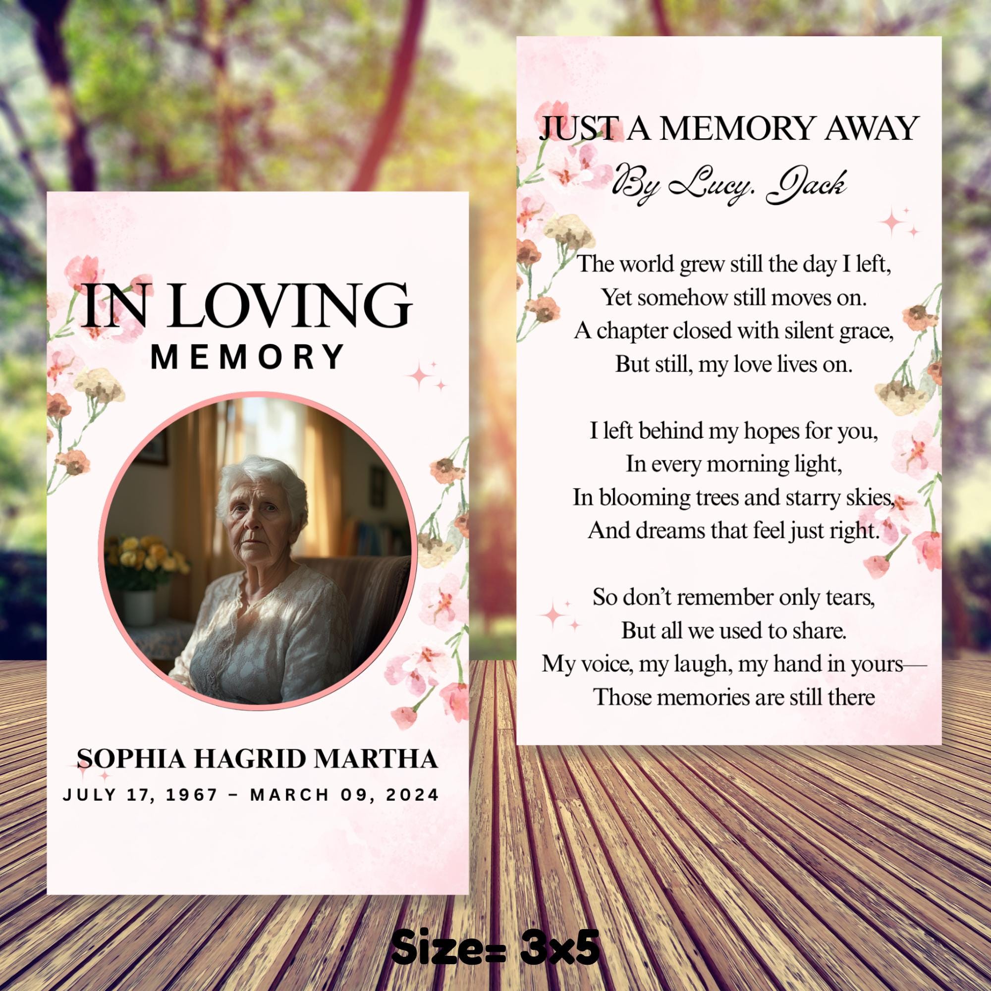 Funeral Prayer Card Canva Editable Template, In Loving Memory Template, Memorial Prayer Card, Printable Funeral Remembrance Card - Editable Memorial Canva Template