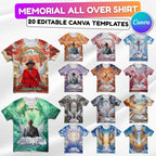 20 In Loving Memory Canva Editable All Over T Shirt Templates, Memorial Shirt Bundle, Rest in Peace, Funeral Shirt, Perfect for Sublimation - Editable Memorial Canva Template