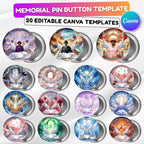 10 In Loving Memory Pin Button Canva Editable Templates Bundle, Memorial Pin Button Canva Template, Funeral Button Favors, Digital Download - Editable Memorial Canva Template