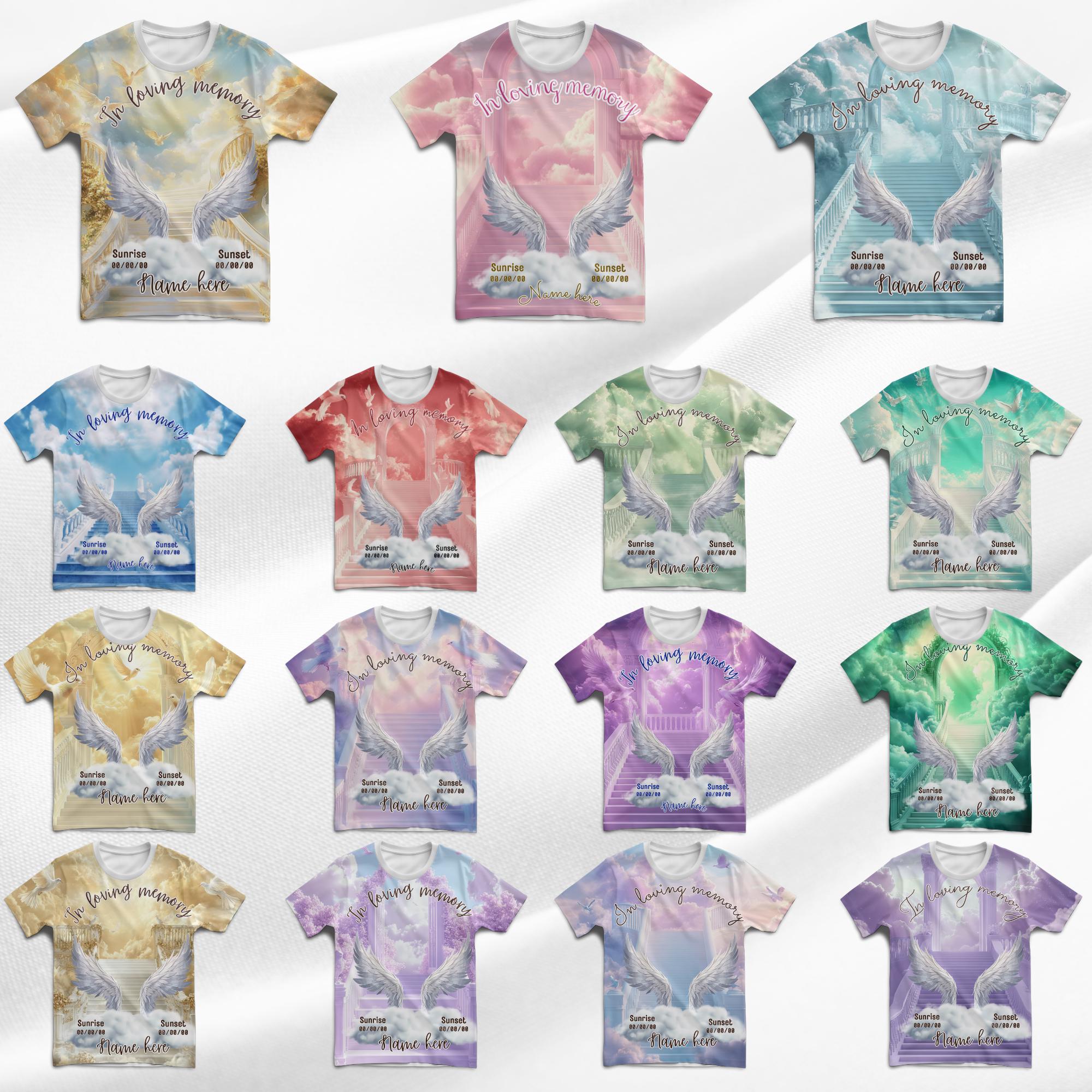 20 Memorial Canva Editable All Over T Shirt Template, In Loving Memory All Over Shirt, Rest in Peace, Funeral Shirt, Perfect for Sublimation - Editable Memorial Canva Template
