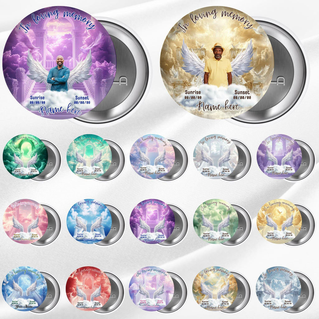 20 In Loving Memory Pin Button Canva Editable Templates Bundle, Memorial Pin Button Canva Template, Funeral Button Favors, Digital Download - Editable Memorial Canva Template
