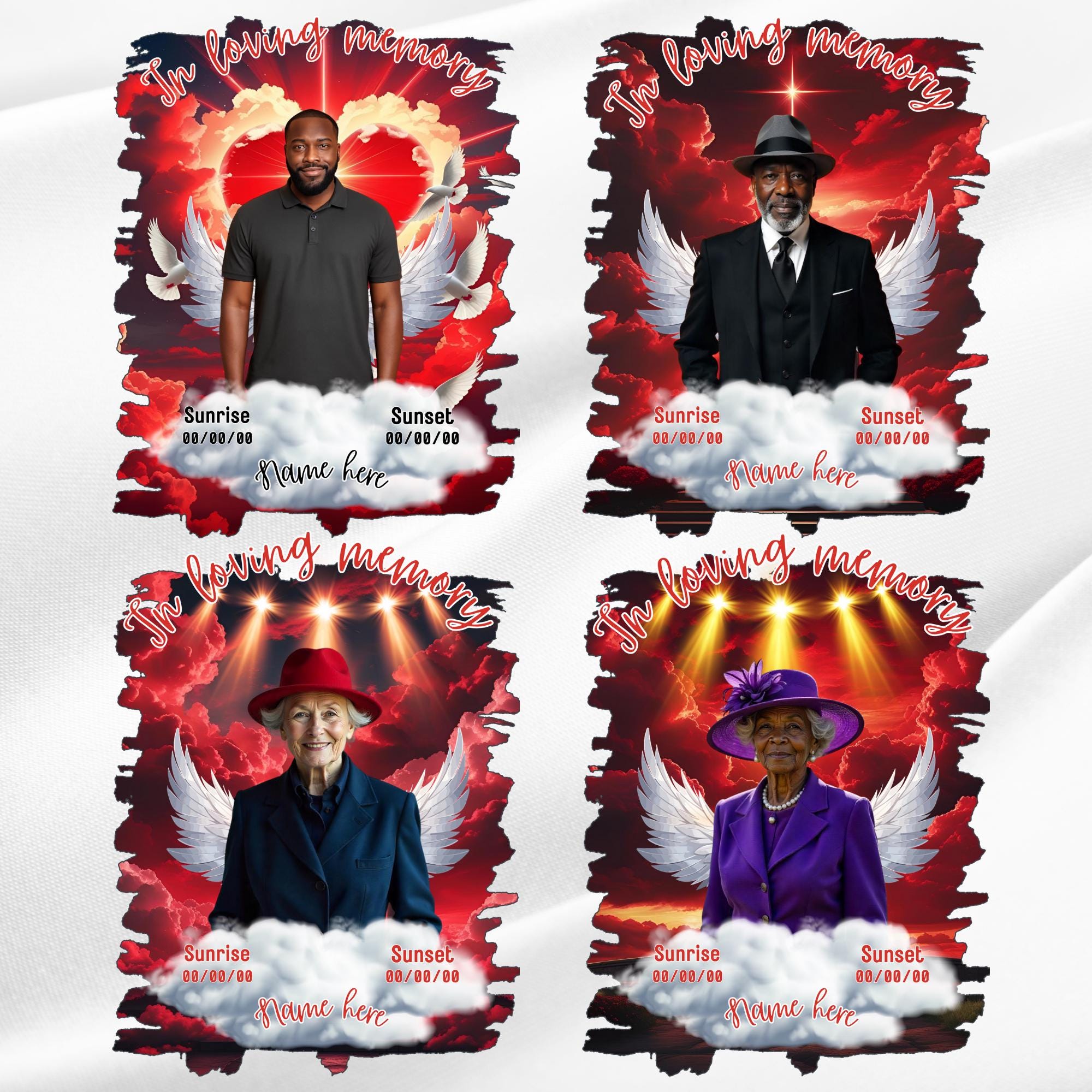10 Memorial Red T Shirt Canva Editable Templates, In Loving Memory T Shirt Templates, Rest In Piece Template, Funeral & Celebration of Life - Editable Memorial Canva Template