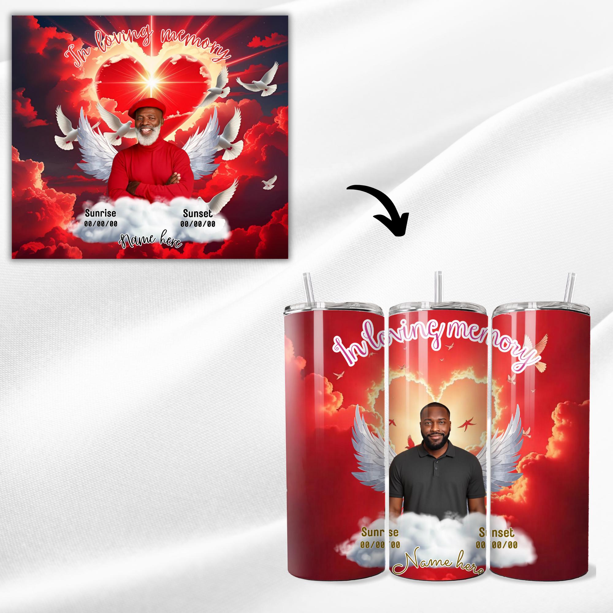 10 Red Memorial Tumbler Canva Editable Template Bundle, Canva Editable Template, In Loving Memory Tumbler, Add your Own Photo Canva Tumbler - Editable Memorial Canva Template