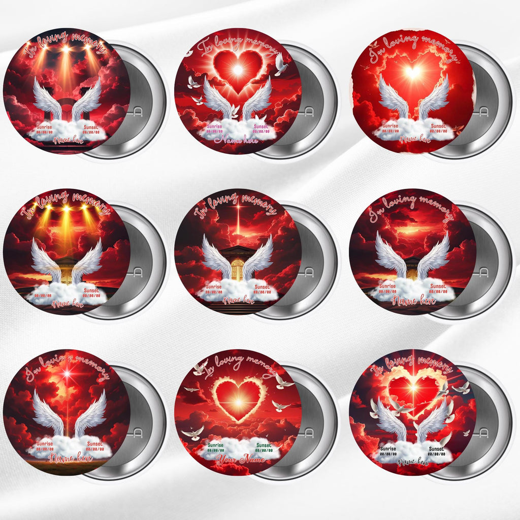 10 In Loving Memory Red Pin Button Canva Editable Templates Bundle, Memorial Pin Button Template, Funeral Button Favors, Digital Download - Editable Memorial Canva Template