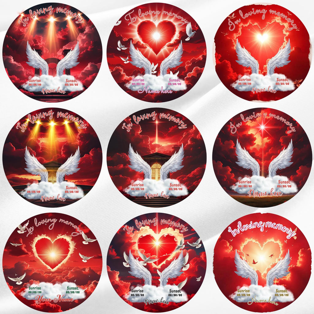 10 In Loving Memory Red Pin Button Canva Editable Templates Bundle, Memorial Pin Button Template, Funeral Button Favors, Digital Download - Editable Memorial Canva Template