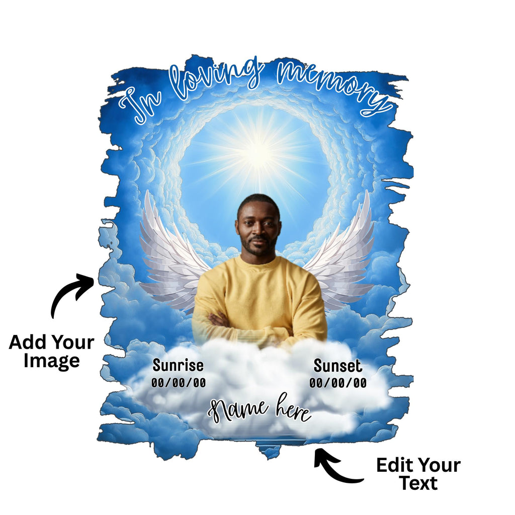 10 Memorial Blue T Shirt Canva Editable Templates, In Loving Memory T Shirt Templates, Rest In Piece Template, Funeral & Celebration of Life - Editable Memorial Canva Template