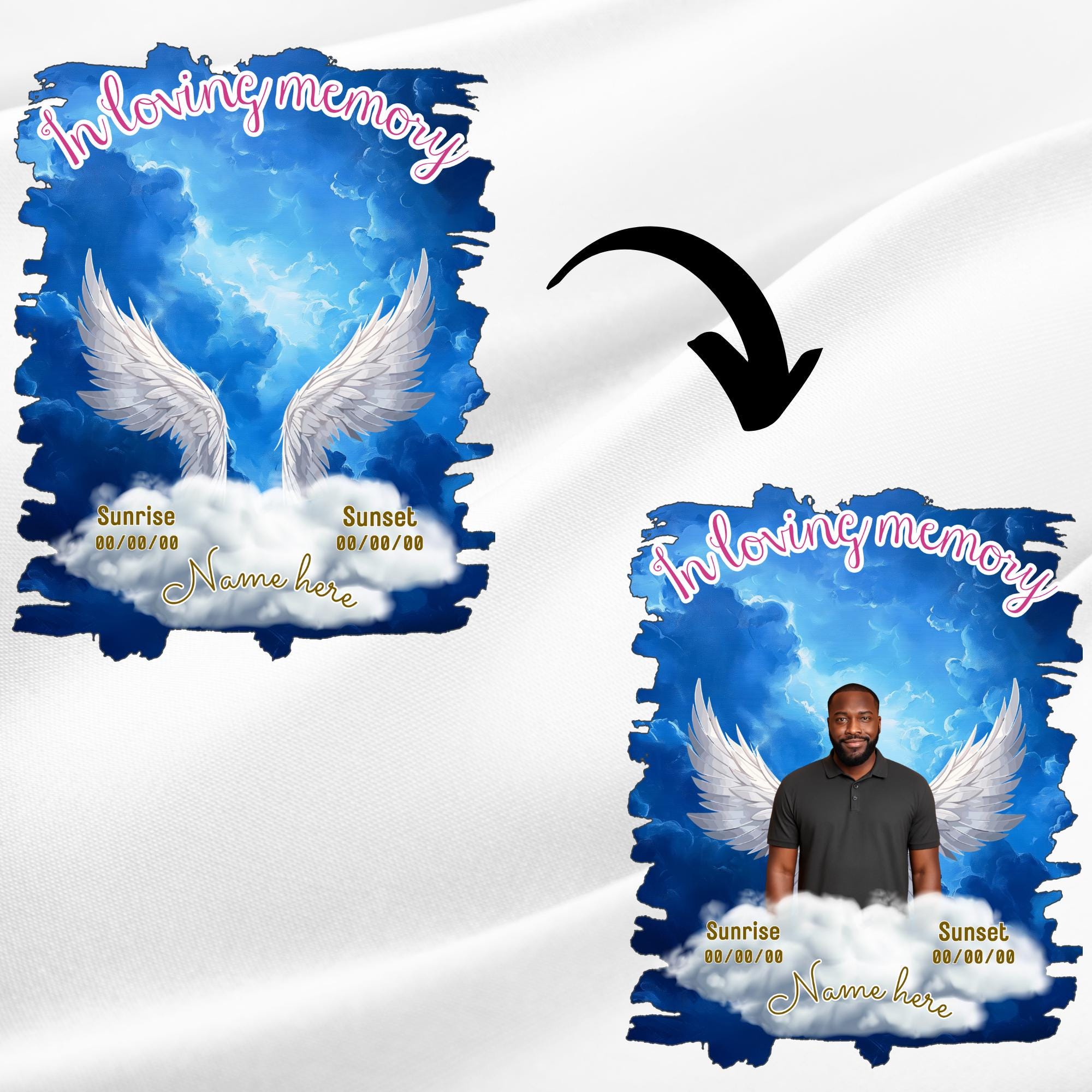 10 Memorial Blue T Shirt Canva Editable Templates, In Loving Memory T Shirt Templates, Rest In Piece Template, Funeral & Celebration of Life - Editable Memorial Canva Template