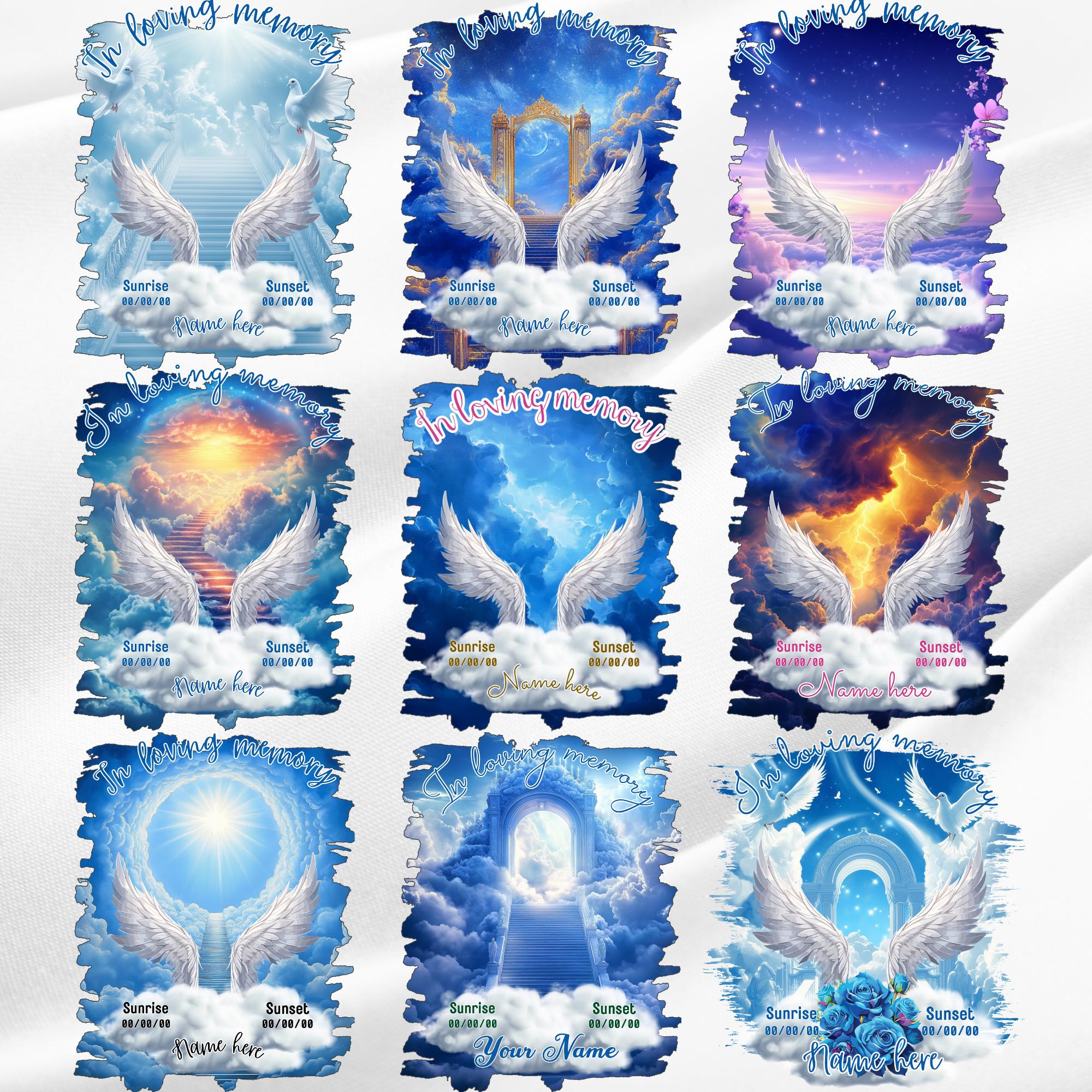10 Memorial Blue T Shirt Canva Editable Templates, In Loving Memory T Shirt Templates, Rest In Piece Template, Funeral & Celebration of Life - Editable Memorial Canva Template